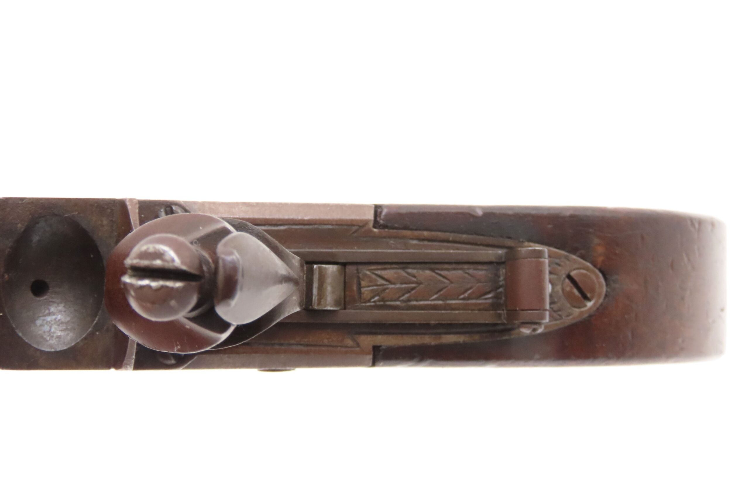 Engraved CASED BRACE of British BANNER Antique Boxlock FLINTLOCK Pistols With WOODEN CASE, TWO FLINTS, & PICK/SCREWDRIVER - Image 25