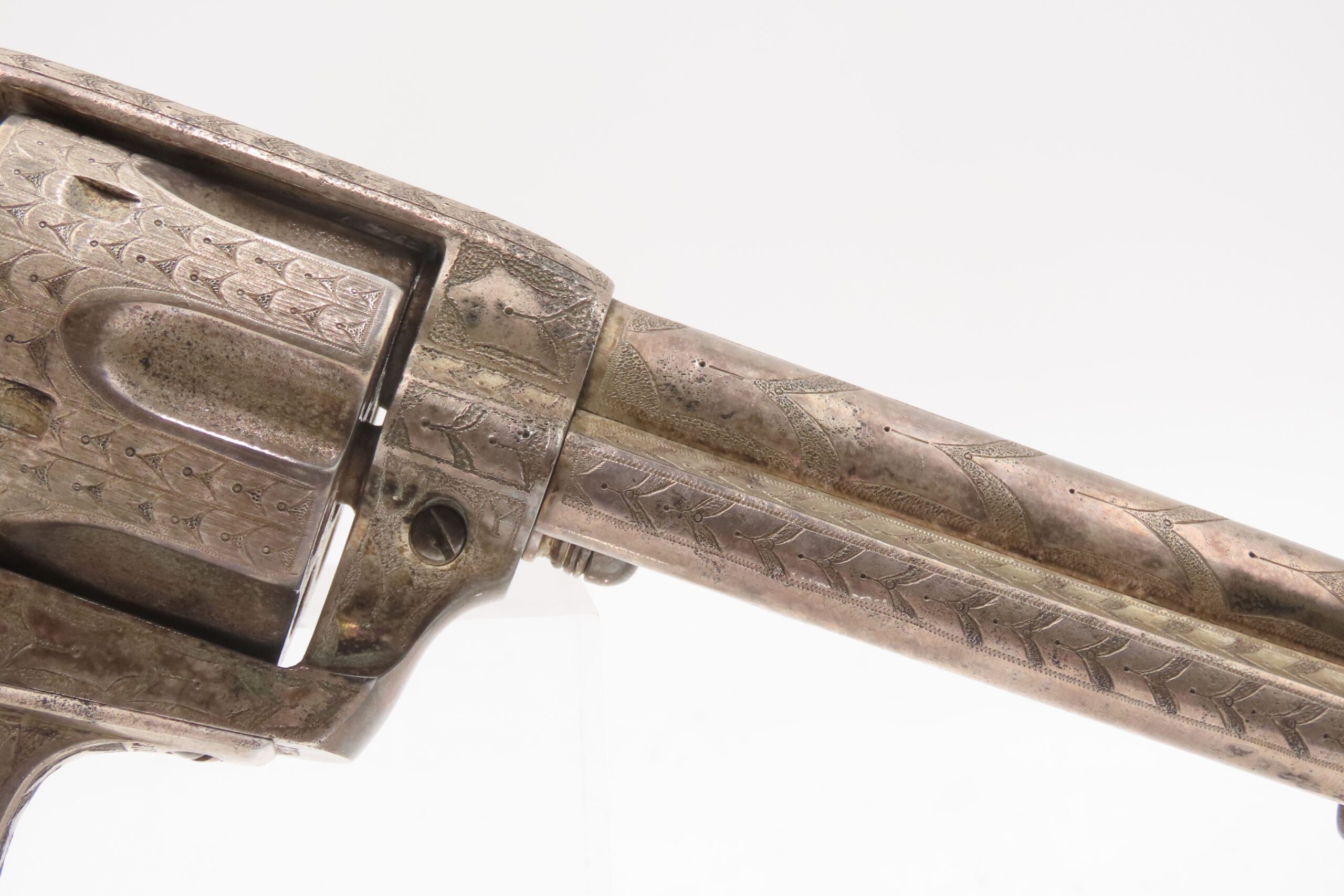 1905 ENGRAVED, SILVER PLATED COLT Bisley SAA .32-20 WCF Revolver C&R CARVED EAGLE & SNAKE IVORY GRIPS - Image 5