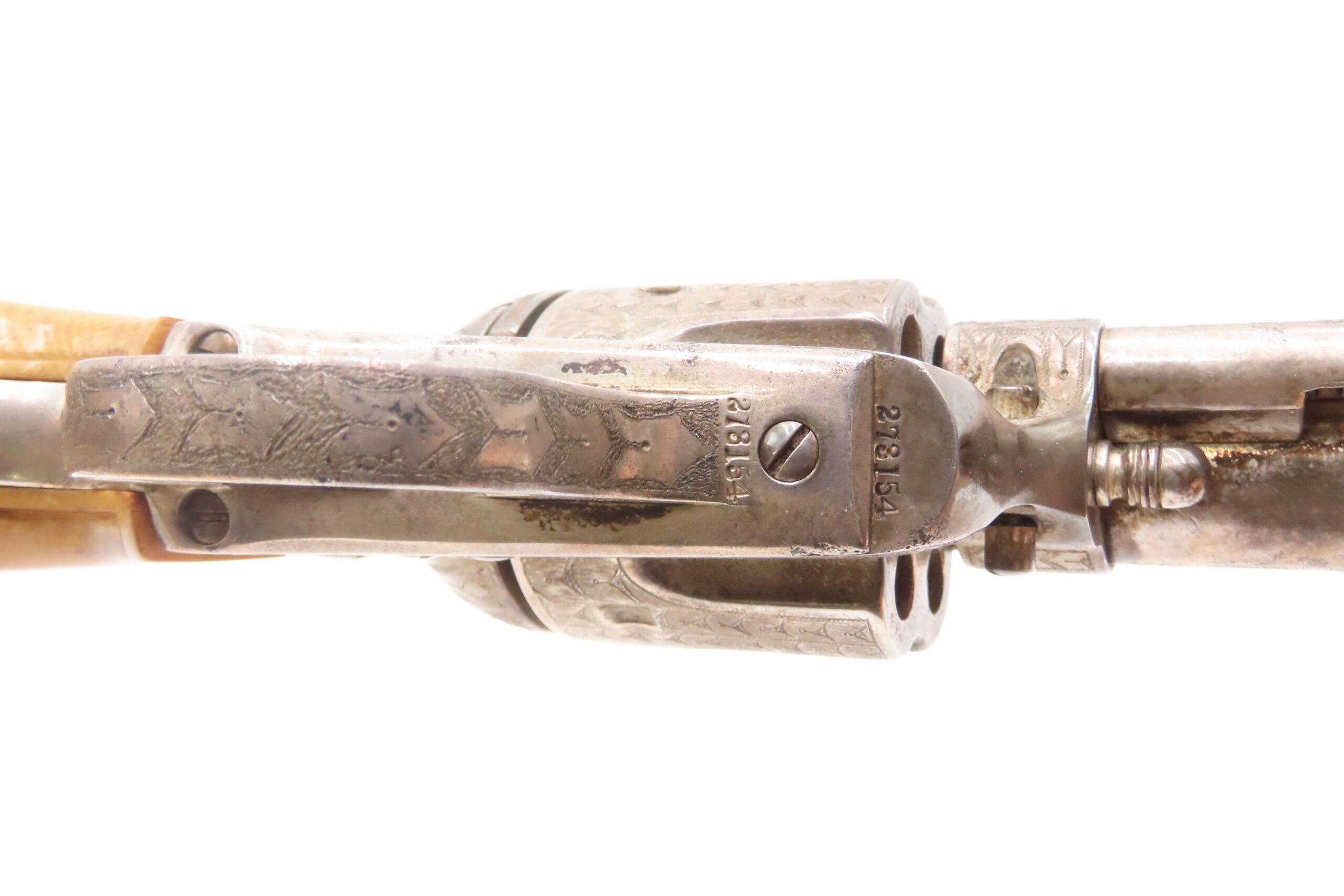 1905 ENGRAVED, SILVER PLATED COLT Bisley SAA .32-20 WCF Revolver C&R CARVED EAGLE & SNAKE IVORY GRIPS - Image 9