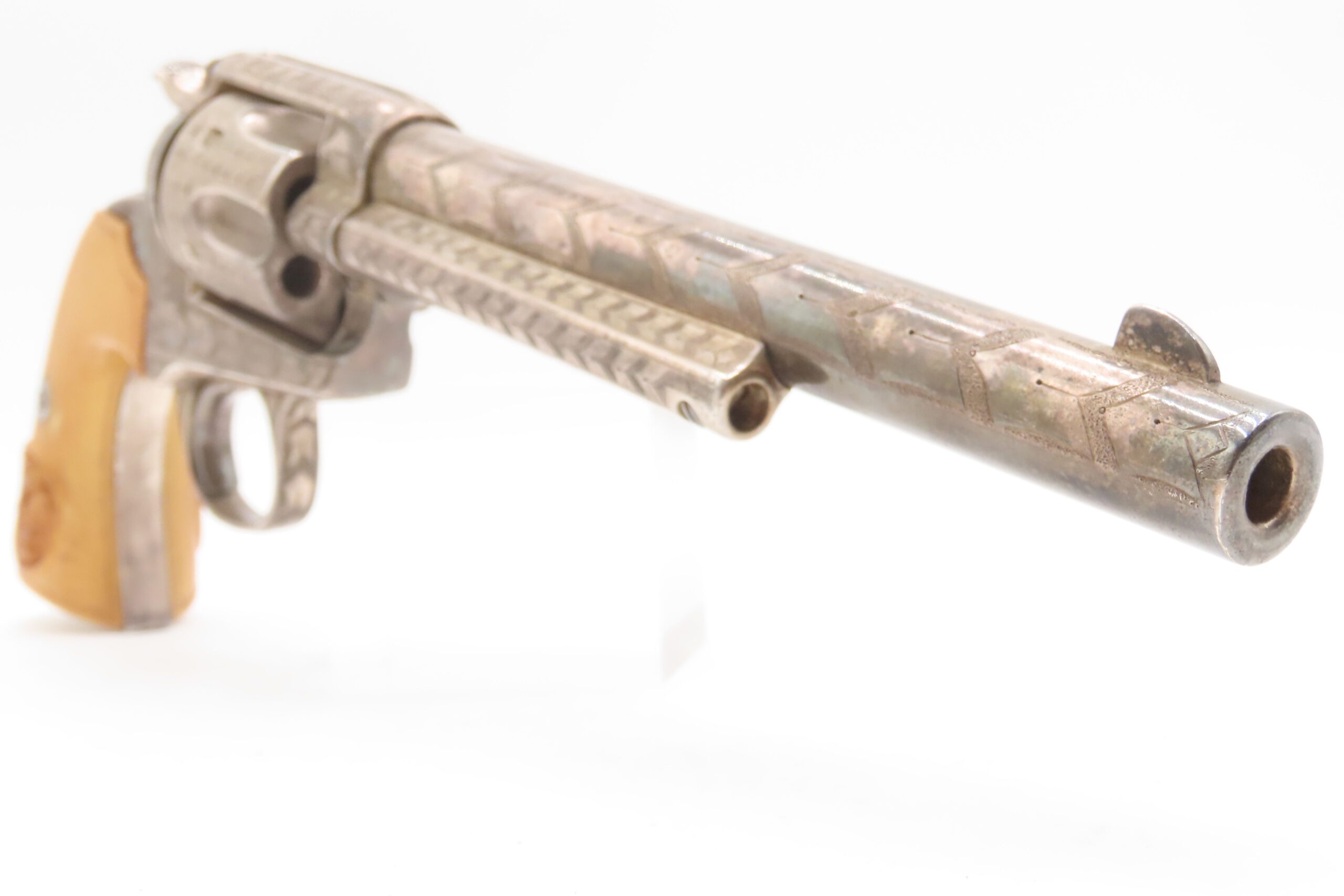 1905 ENGRAVED, SILVER PLATED COLT Bisley SAA .32-20 WCF Revolver C&R CARVED EAGLE & SNAKE IVORY GRIPS - Image 24