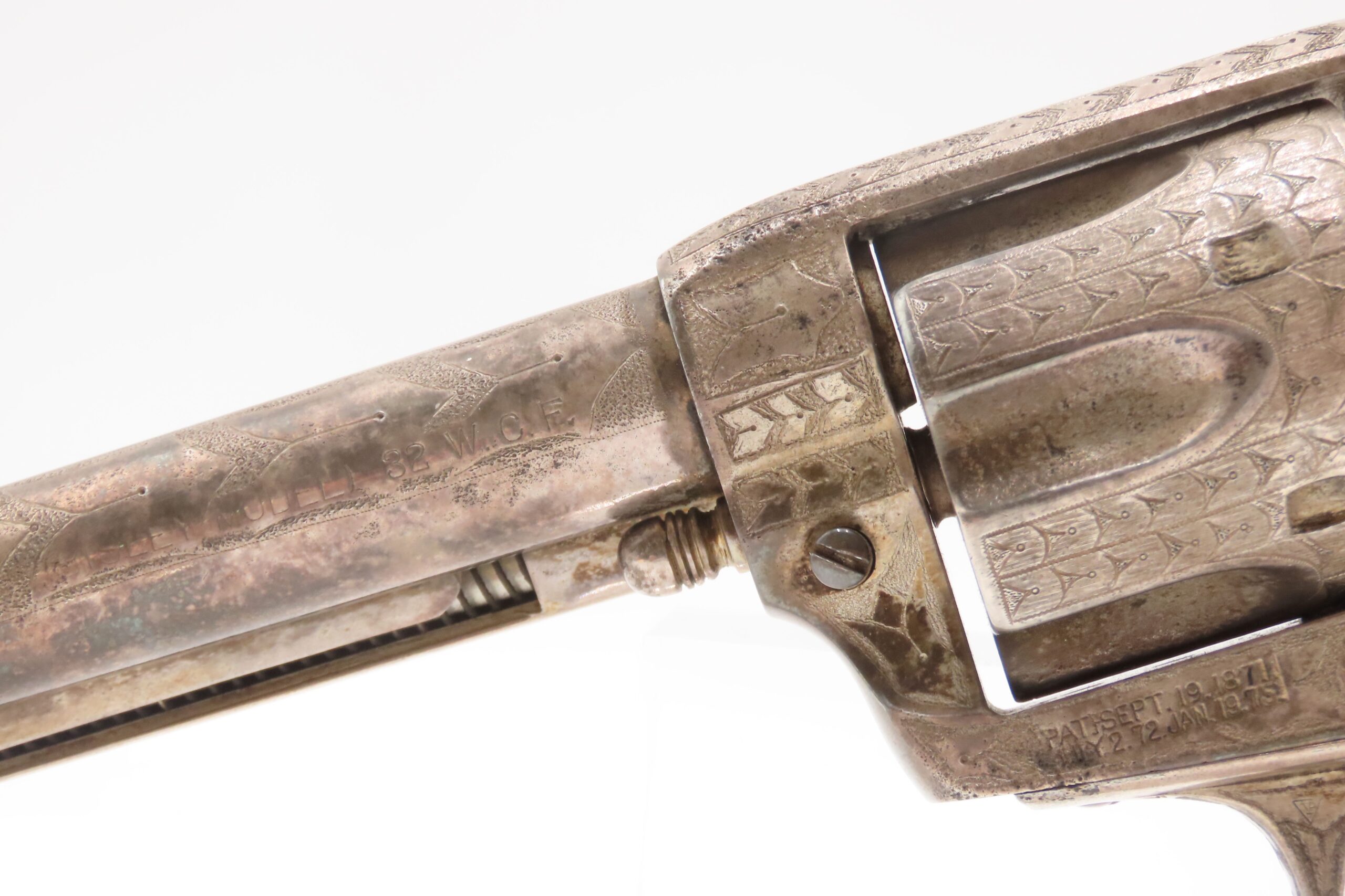 1905 ENGRAVED, SILVER PLATED COLT Bisley SAA .32-20 WCF Revolver C&R CARVED EAGLE & SNAKE IVORY GRIPS - Image 20