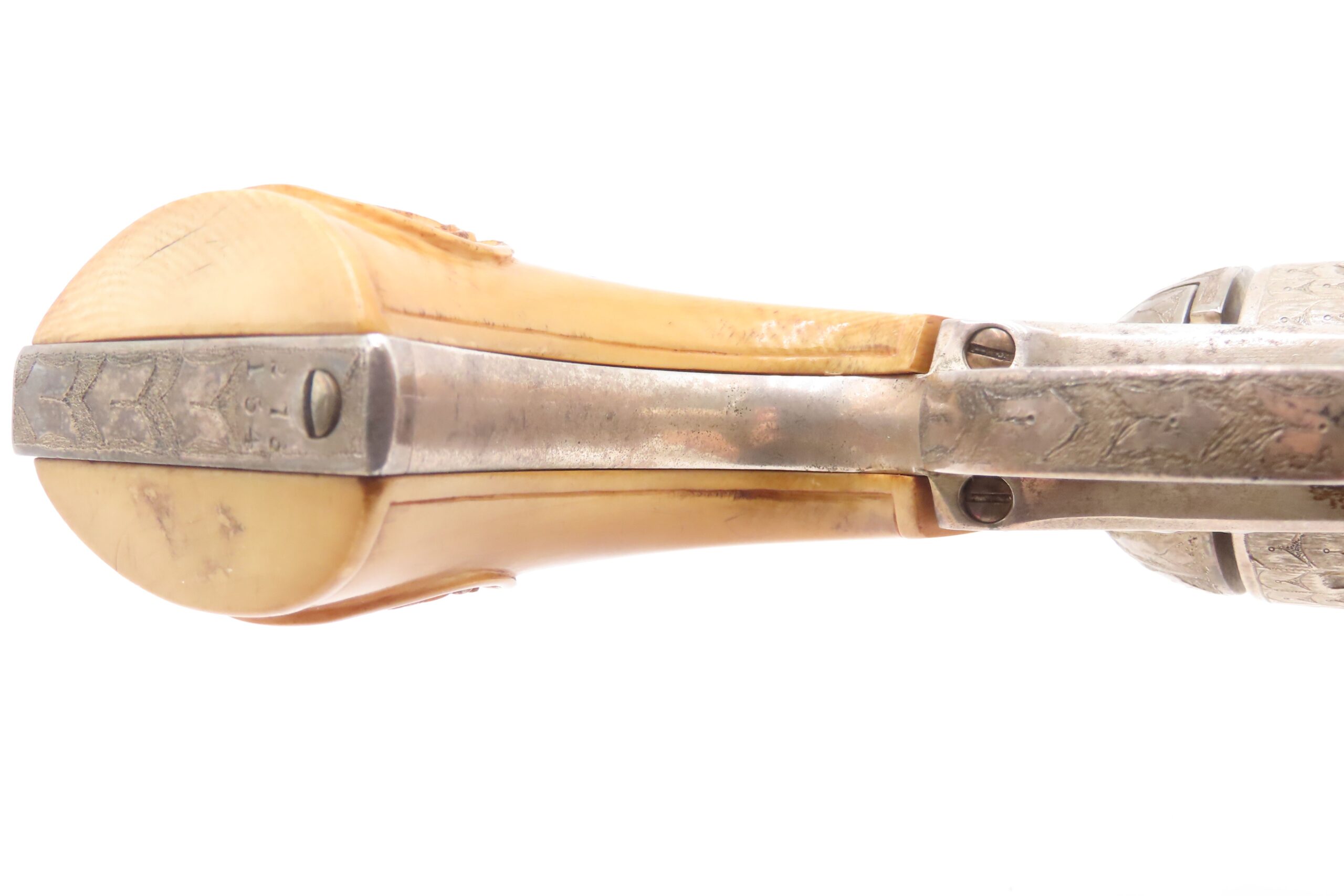 1905 ENGRAVED, SILVER PLATED COLT Bisley SAA .32-20 WCF Revolver C&R CARVED EAGLE & SNAKE IVORY GRIPS - Image 10