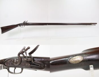1780-90s FLORAL ENGRAVING Flintlock OFFICER’S FUSIL Military Pattern Musket Large Bore w/SILVER THUMB PLATE & BAYONET LUG
