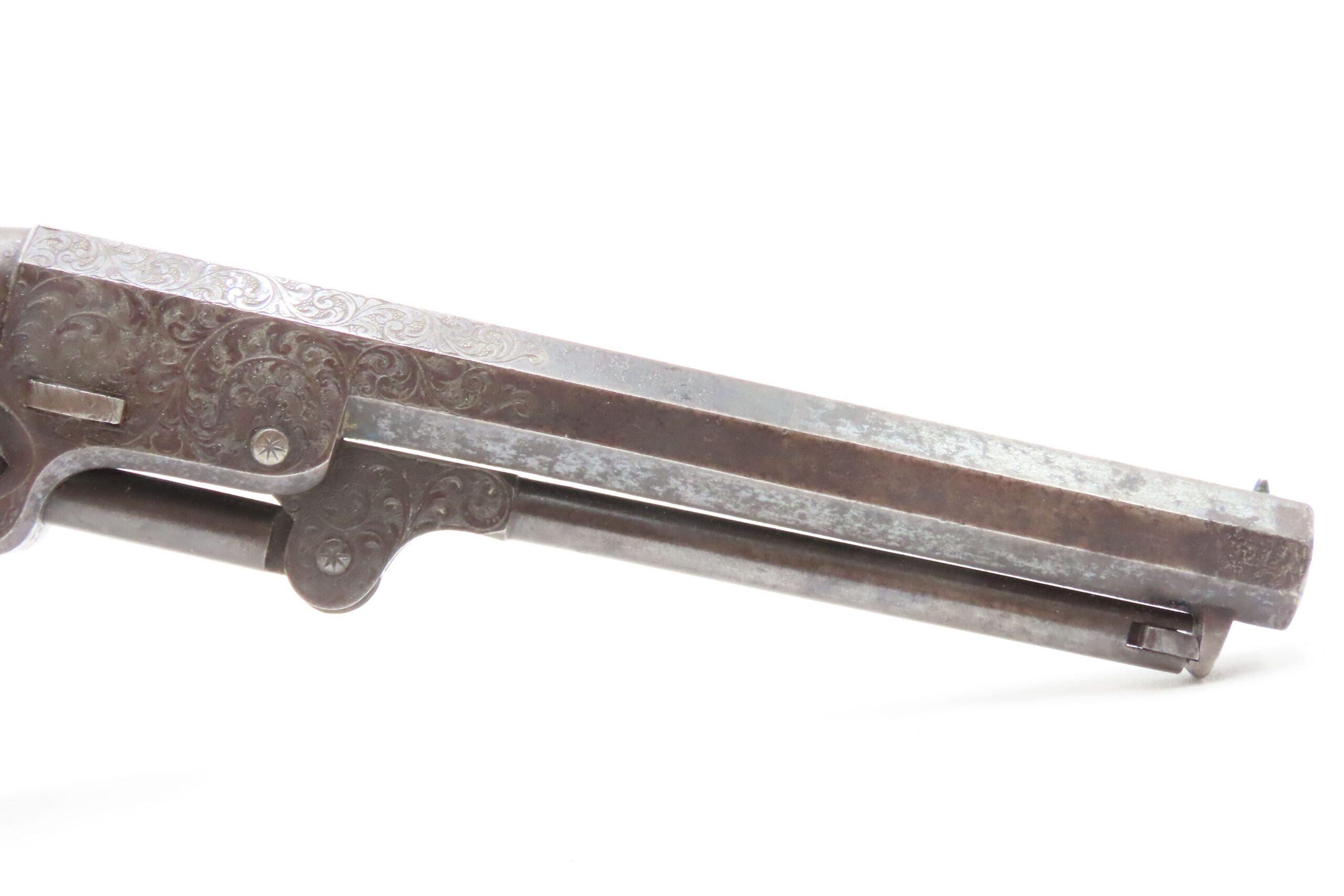 Scarce GUSTAVE YOUNG Factory Engraved COLT M1849 Percussion POCKET Revolver With Hand Engraved “PRESENTATION” Barrel Address - Image 3