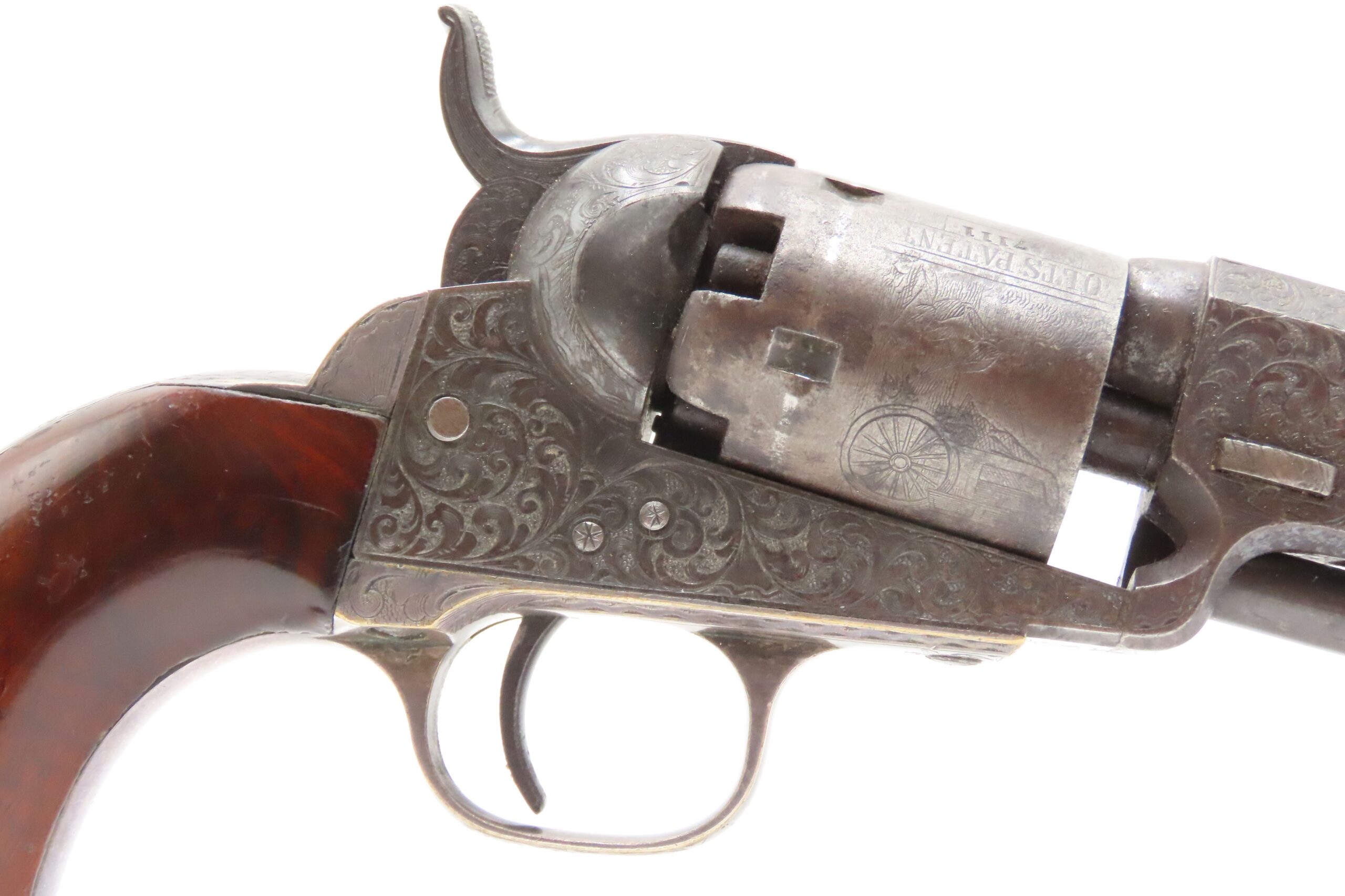 Scarce GUSTAVE YOUNG Factory Engraved COLT M1849 Percussion POCKET Revolver With Hand Engraved “PRESENTATION” Barrel Address - Image 4