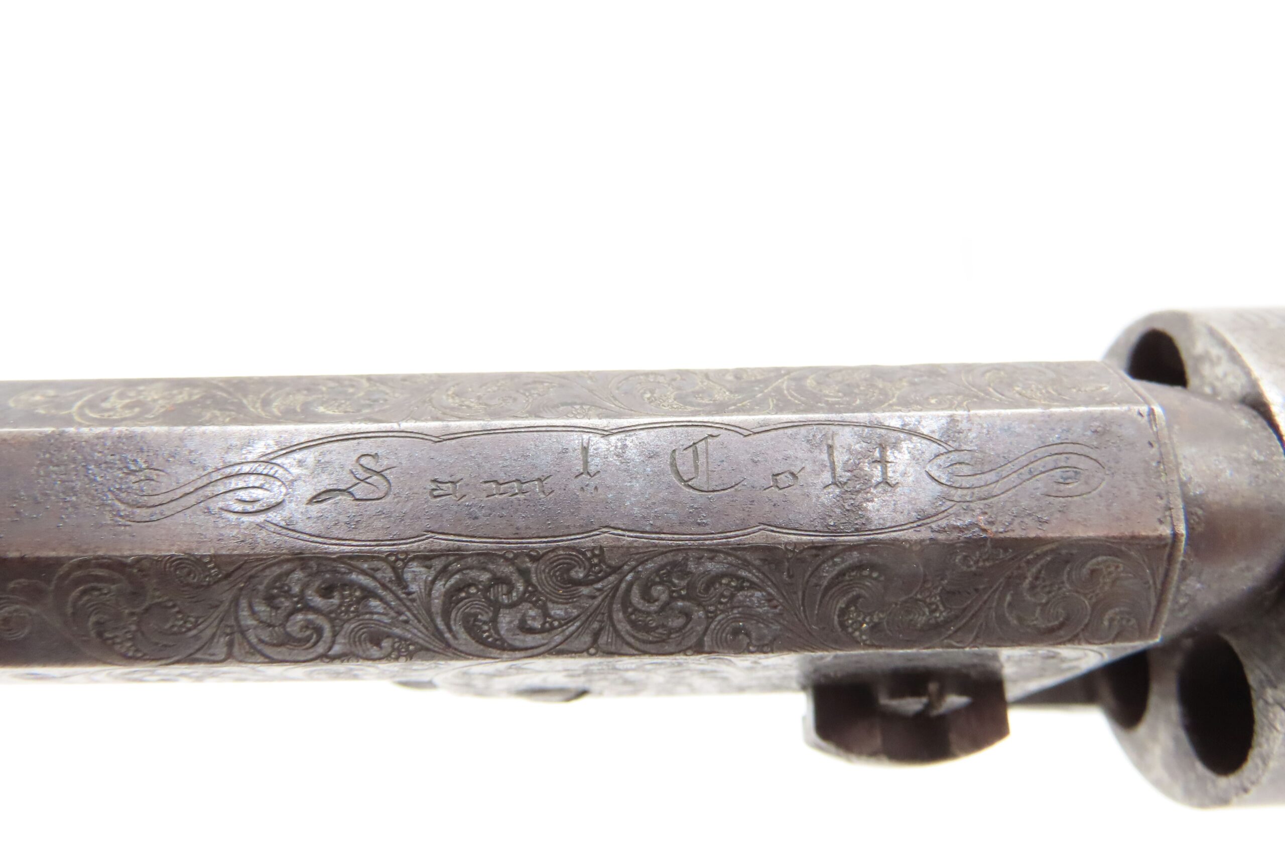 Scarce GUSTAVE YOUNG Factory Engraved COLT M1849 Percussion POCKET Revolver With Hand Engraved “PRESENTATION” Barrel Address - Image 14