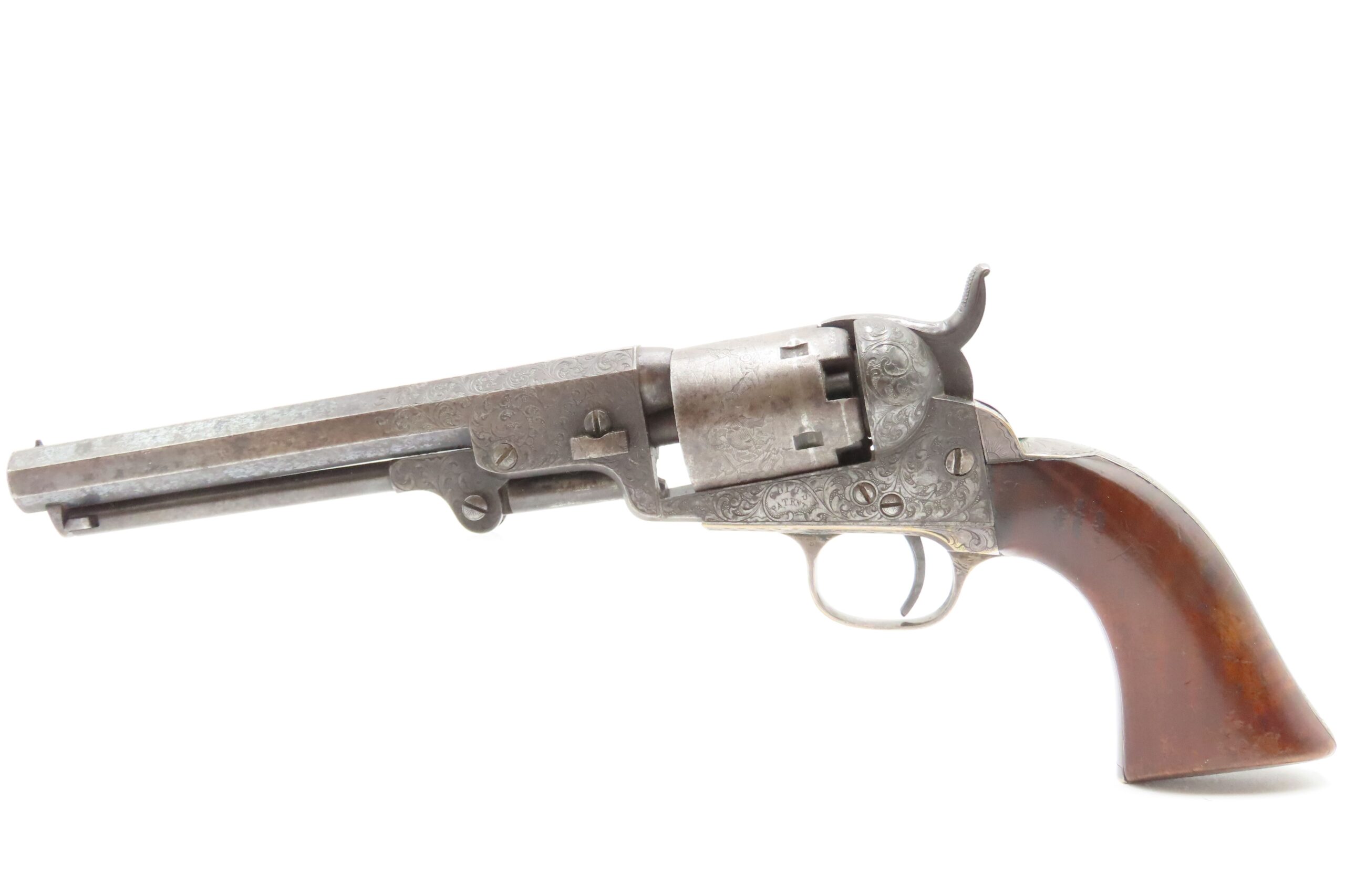 Scarce GUSTAVE YOUNG Factory Engraved COLT M1849 Percussion POCKET Revolver With Hand Engraved “PRESENTATION” Barrel Address - Image 16
