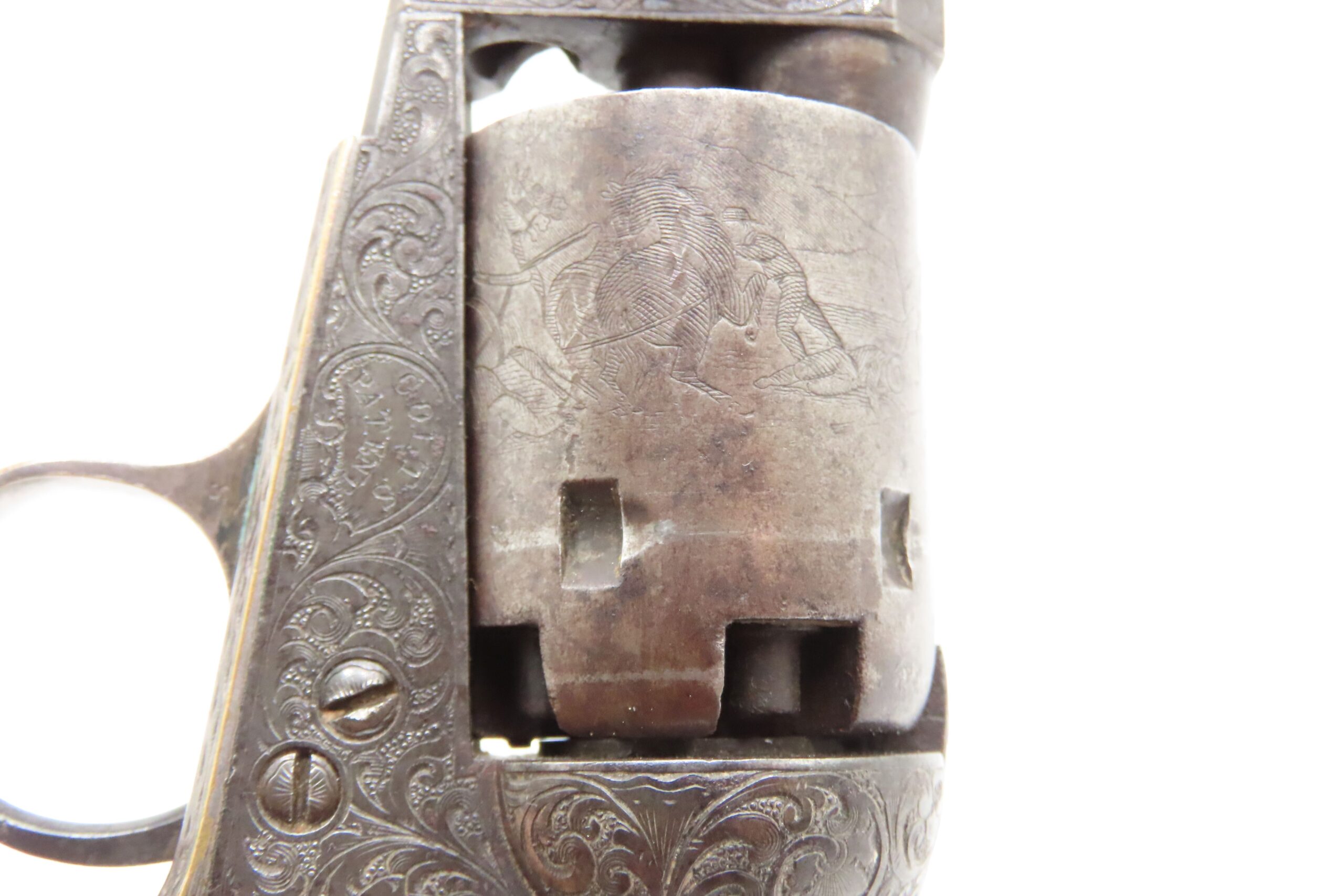 Scarce GUSTAVE YOUNG Factory Engraved COLT M1849 Percussion POCKET Revolver With Hand Engraved “PRESENTATION” Barrel Address - Image 20