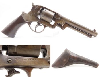 CIVIL WAR Antique STARR ARMS 1858 Double Action Army 44 Revolver CARTOUCHES With Leather Field Holster!