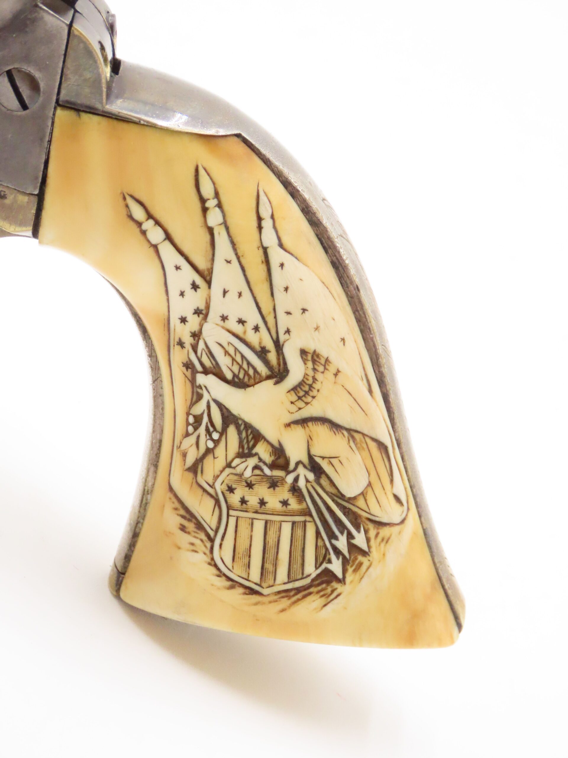 CSA OFFICER’S Antique CIVIL WAR Colt 1851 NAVY Inscription & Carved Ivories Battle of Pea Ridge Veteran, Carnegie Medal Awardee - Image 5