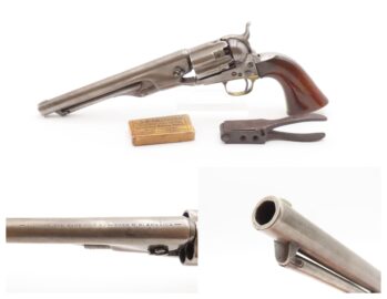 CIVIL WAR COLT U.S. M1860 ARMY .44 Percussion Revolver with FLUTED CYLINDER  “COLTS/PATENT” Iron BULLET MOLD & CARTRIDGES
