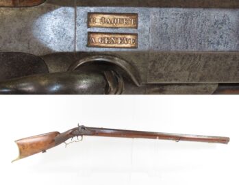GOLD INLAID SWISS Antique C. JAQUET of GENEVA Percussion SCHUETZEN Rifle Mid-19th SPORTING/HUNTING RIFLE w/DOUBLE SET TRIGGER