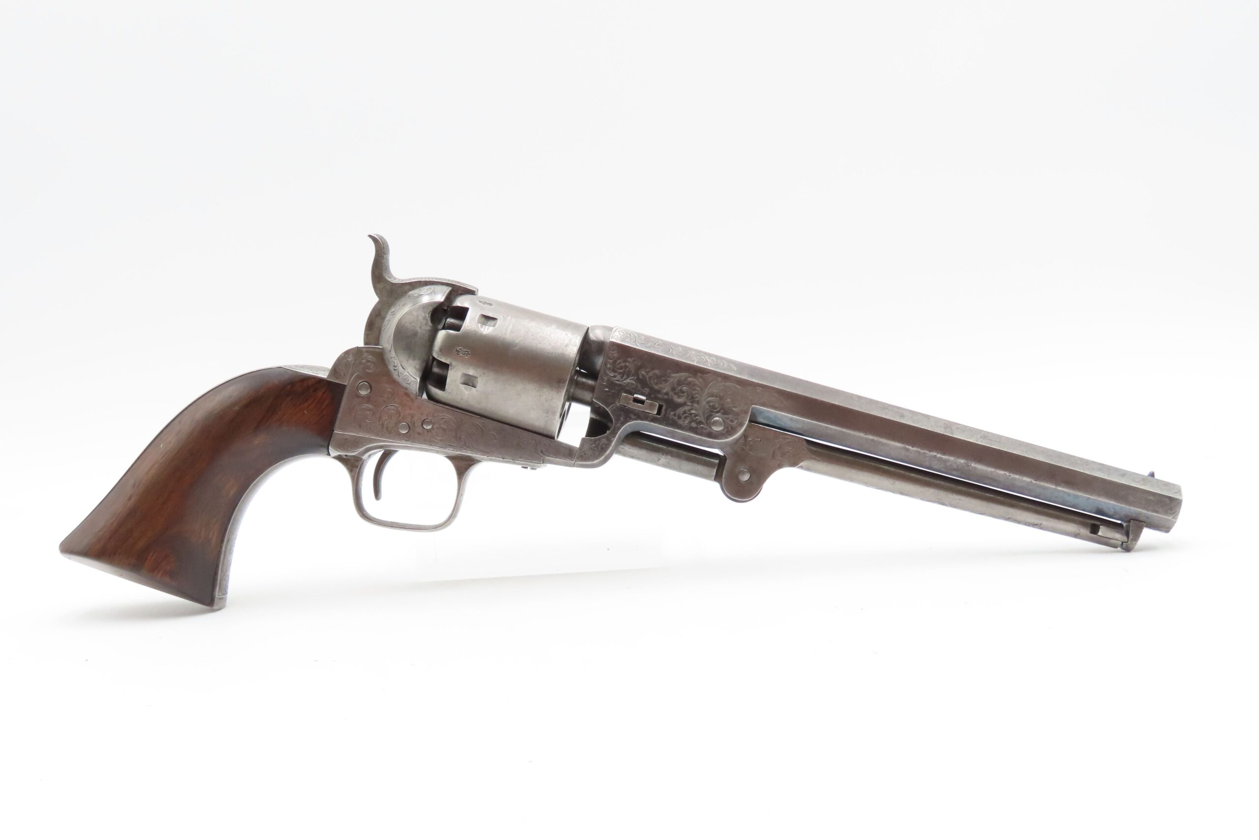 LONDON COLT M1851 NAVY Revolver CASED & FACTORY ENGRAVED Percussion Antique Made in England with English Engraving - Image 4
