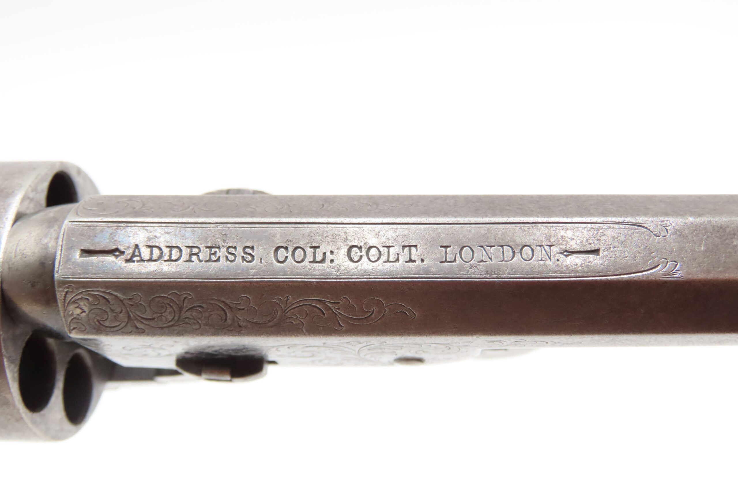 LONDON COLT M1851 NAVY Revolver CASED & FACTORY ENGRAVED Percussion Antique Made in England with English Engraving - Image 15