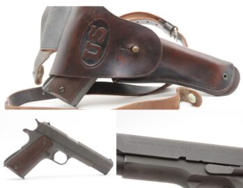 DESIREABLE “Begley” Inspected WWII U.S. COLT M1911A1 C&R w/U.S. RIA HOLSTER World War 2 JOHN S. BEGLEY “JSB” Marked Govt Model