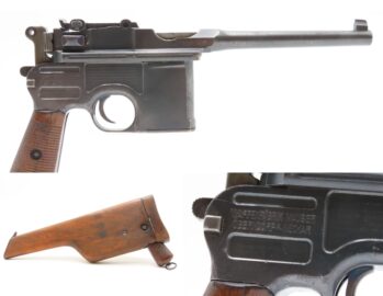 WEIMAR Era MAUSER M1896 BOLO 7.63x25mm BROOMHANDLE Pistol C&R HOLSTER STOCK Handgun Made Famous by the BOLSHEVIKS