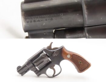 SMITH & WESSON .38 M&P Pre-Model 10 Double Action SELF DEFENSE Revolver C&R Nice Blued Finish SNUB NOSE Revolver w/WALNUT GRIP