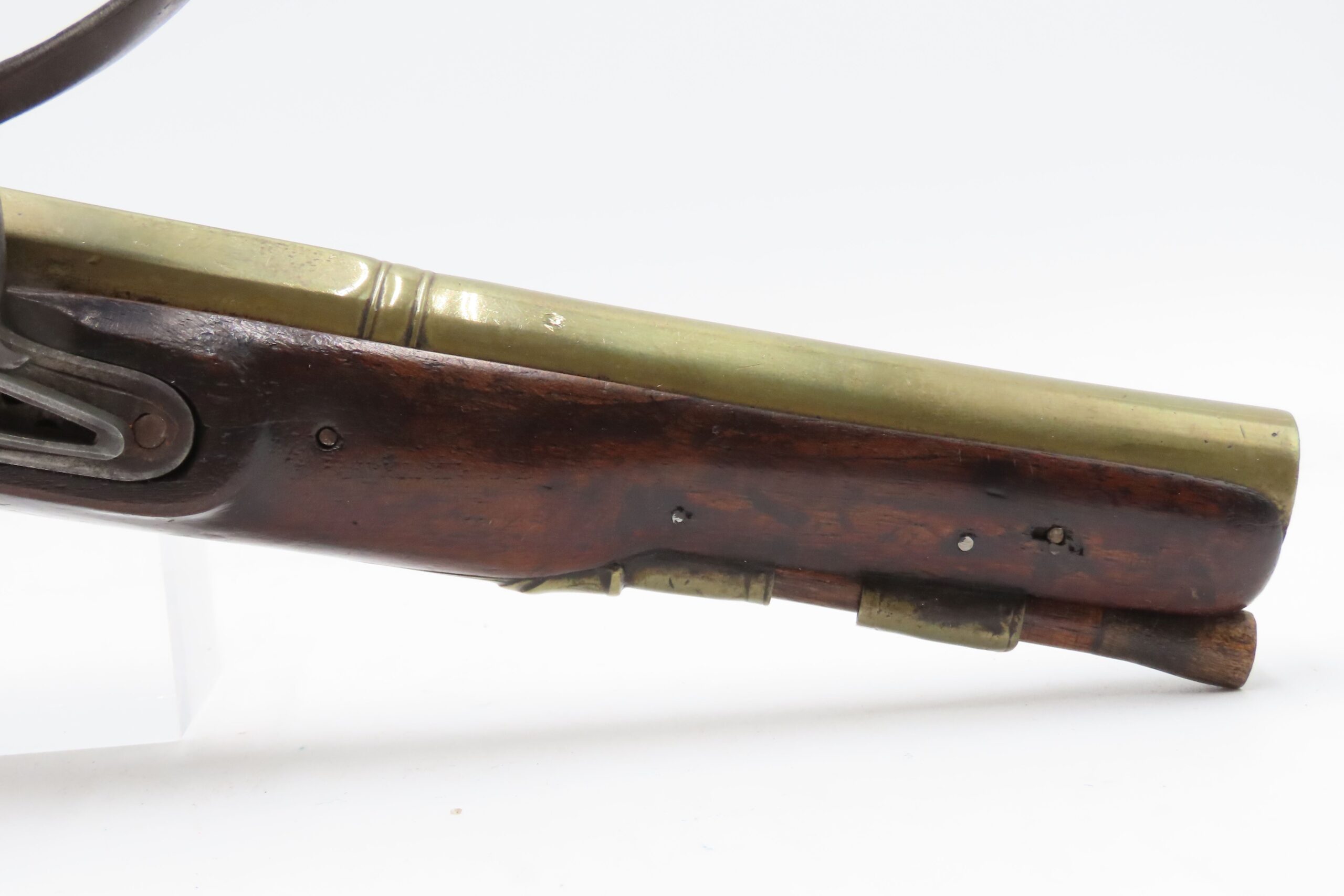 Early 1800s Antique BRASS BARREL British FLINTLOCK Pistol TOWER STYLE PROOFS LIGHTLY ENGRAVED Handgun with BRASS FURNITURE - Image 4