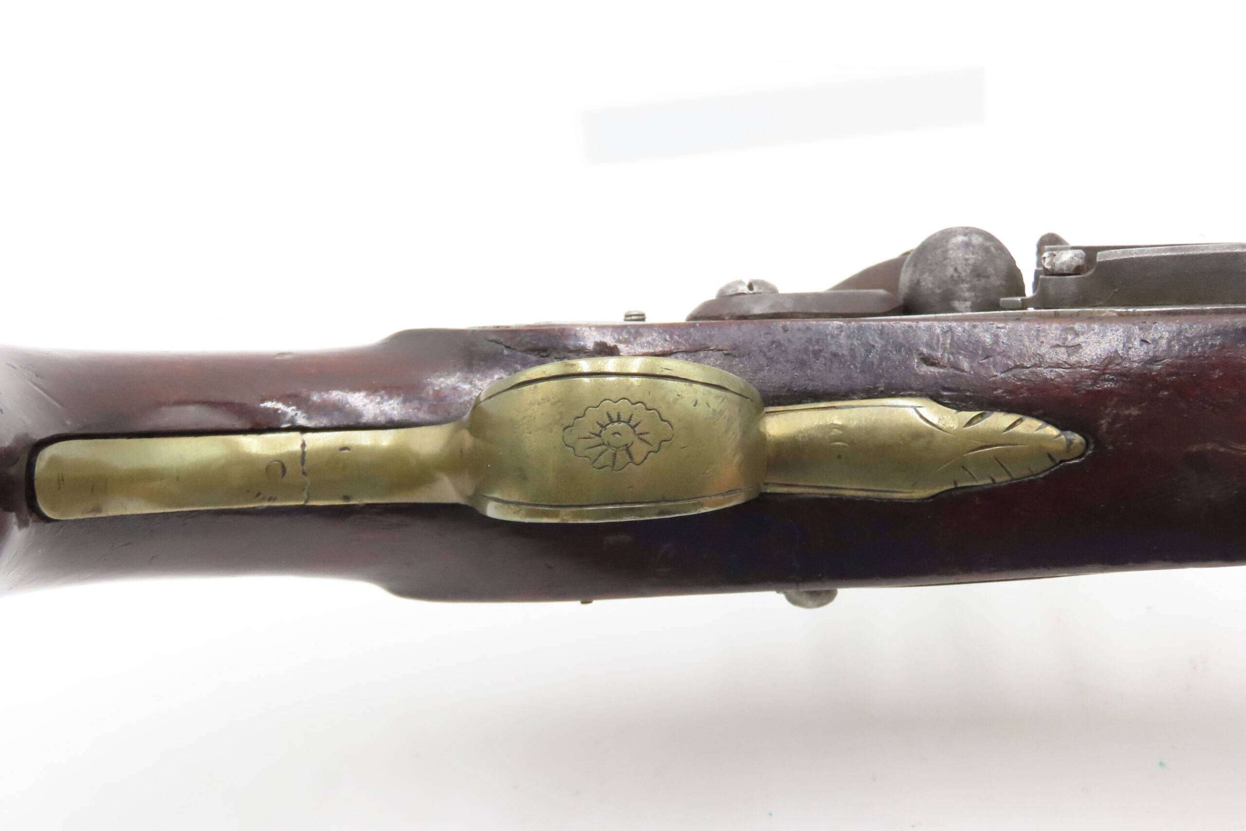 Early 1800s Antique BRASS BARREL British FLINTLOCK Pistol TOWER STYLE PROOFS LIGHTLY ENGRAVED Handgun with BRASS FURNITURE - Image 8