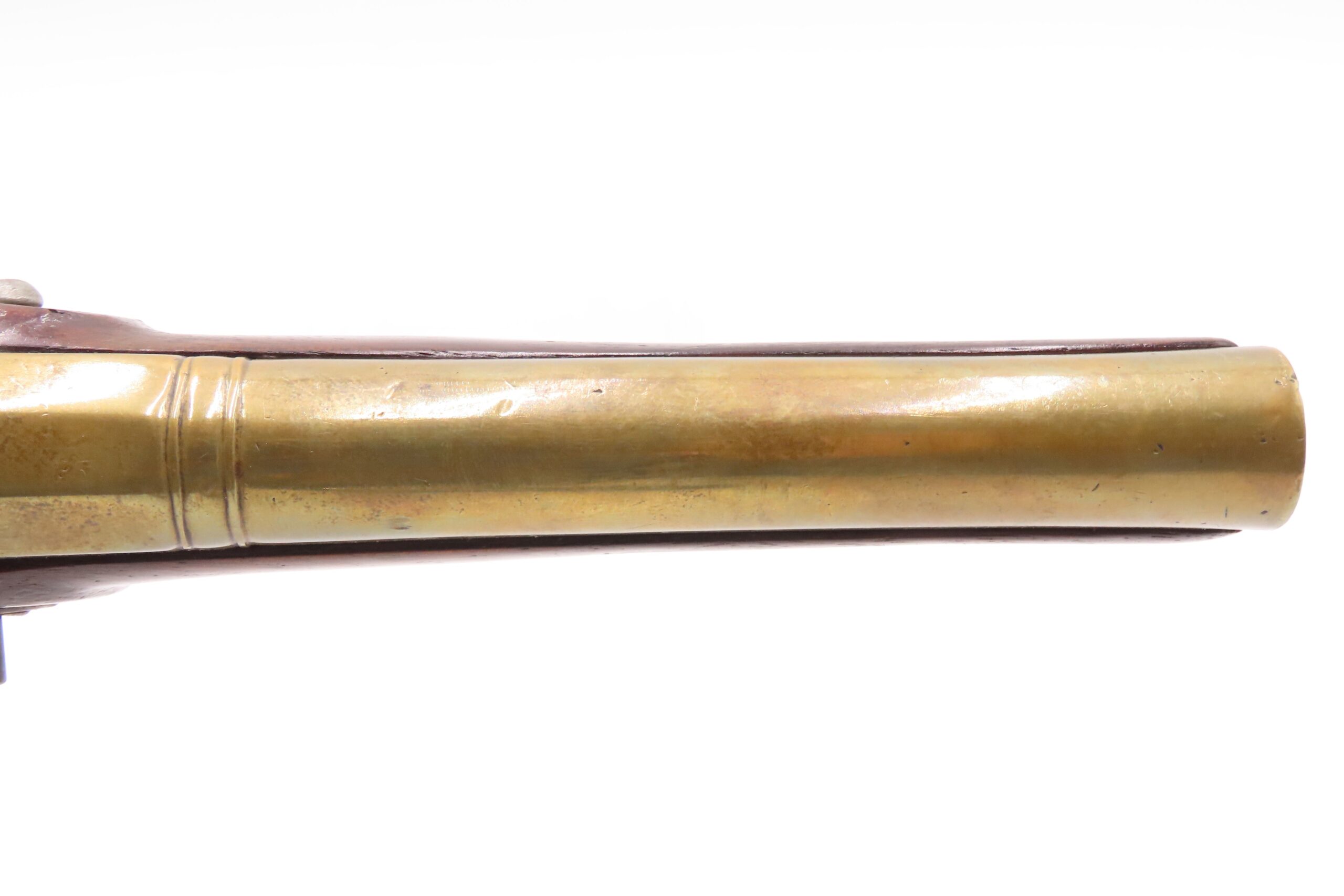 Early 1800s Antique BRASS BARREL British FLINTLOCK Pistol TOWER STYLE PROOFS LIGHTLY ENGRAVED Handgun with BRASS FURNITURE - Image 10