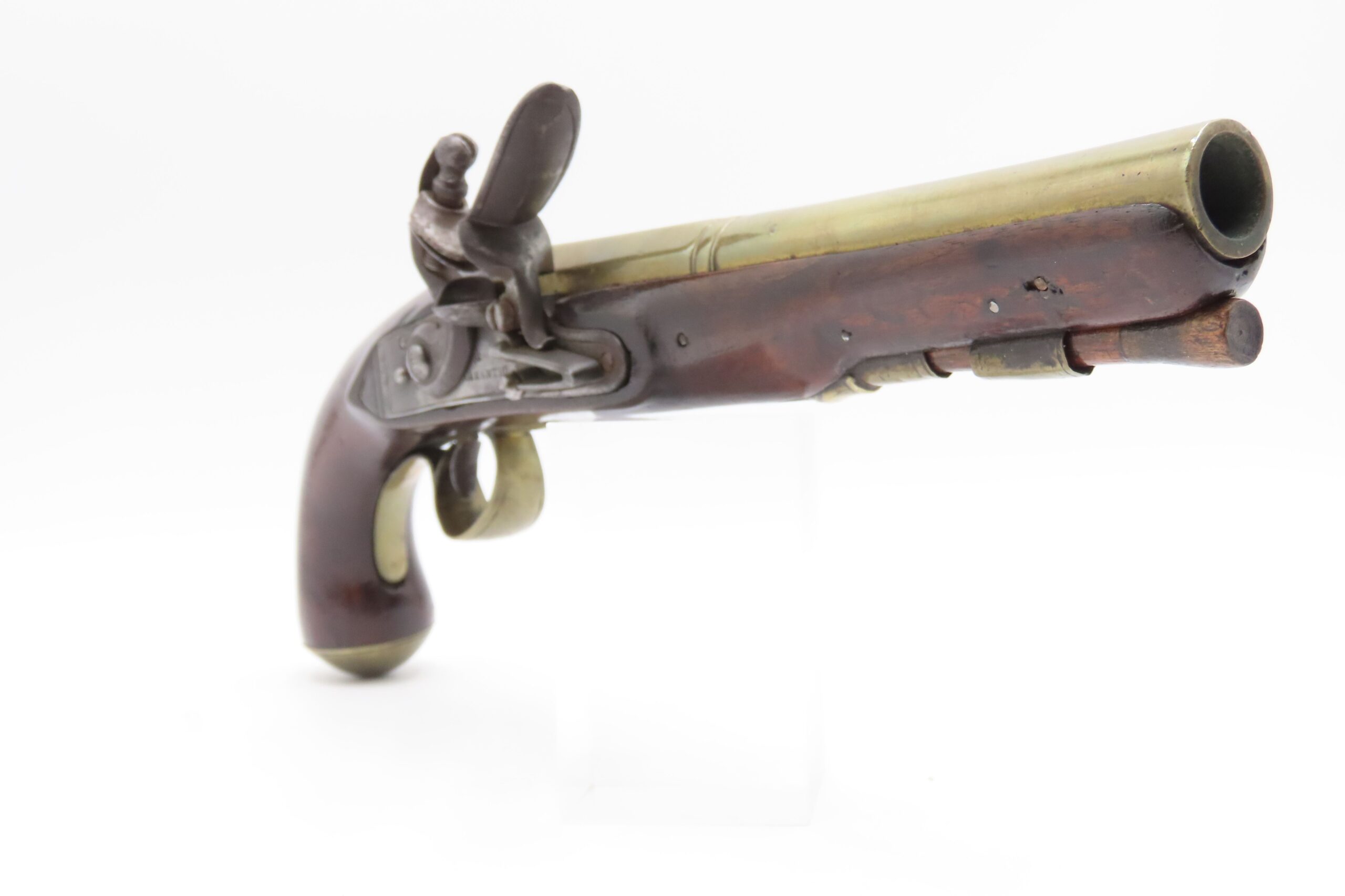 Early 1800s Antique BRASS BARREL British FLINTLOCK Pistol TOWER STYLE PROOFS LIGHTLY ENGRAVED Handgun with BRASS FURNITURE - Image 16