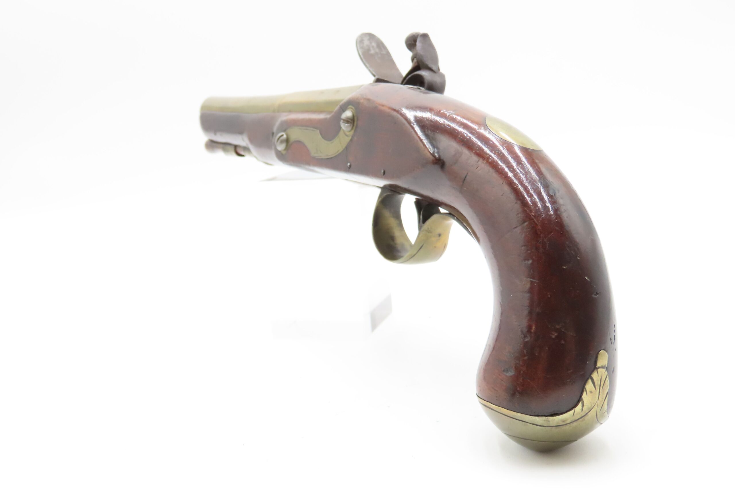 Early 1800s Antique BRASS BARREL British FLINTLOCK Pistol TOWER STYLE PROOFS LIGHTLY ENGRAVED Handgun with BRASS FURNITURE - Image 17