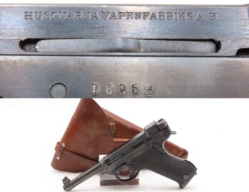 Swedish WWII Era HUSQVARNA M40 9mm Danish Police C&R PISTOL Semi-Automatic Swedish Military & Danish Police Pistol w/ Holster, Spare Magazines, and Oliers