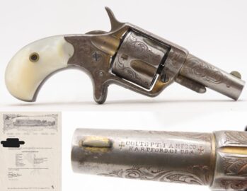 LETTERED Antique Engraved Gold COLT NEW LINE .41 RF Revolver w/PEARL GRIPS NEW YORK Shipped to SCHUYLER, HARTLEY & GRAHAM