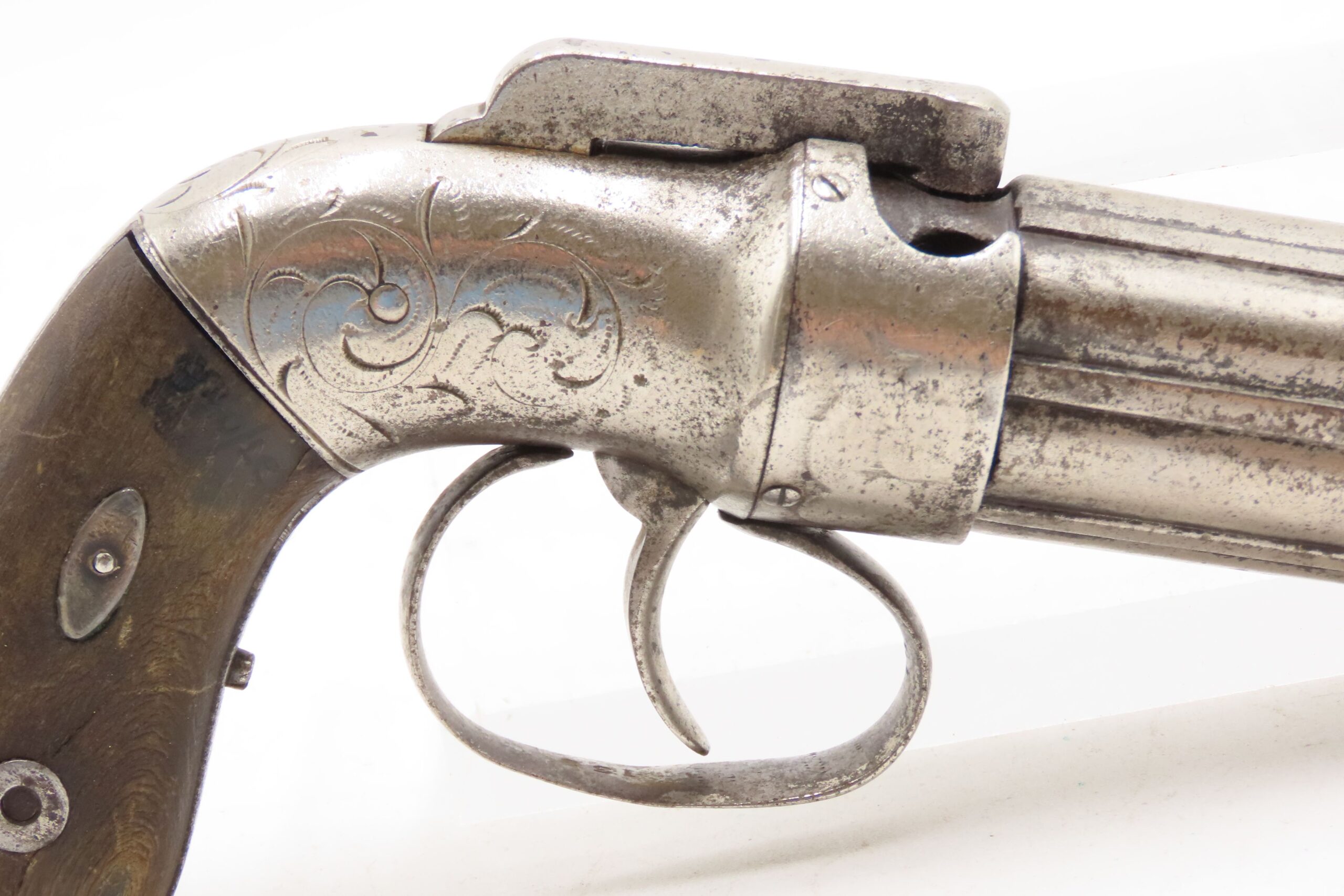 ENGRAVED Antique ALLEN & THURBER .31 Bar Hammer NORWICH Pepperbox BELLY GUN First American Double Action Revolving Pistol - Image 18