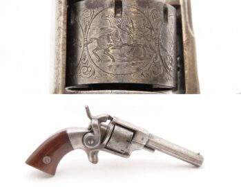 Rare CIVIL WAR Era First Issue ALLEN & WHEELOCK .22 RF SIDEHAMMER Revolver With Nice 5-Panel Cylinder Scene & Walnut Grips!
