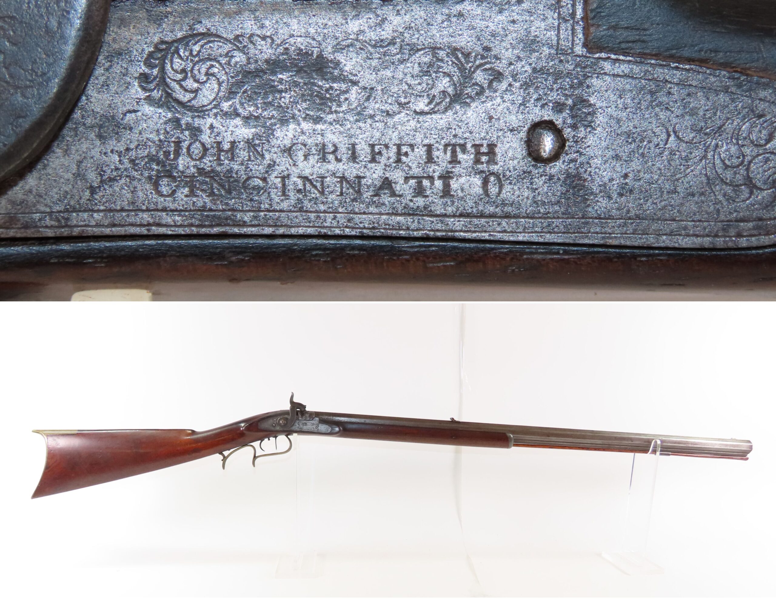 Mid-1800s Antique AMERICAN “JOHN GRIFFITH” HOMESTEAD/HUNTING Cinci. OHIO CIVIL WAR Era GAME GETTING .54 Caliber Longarm
