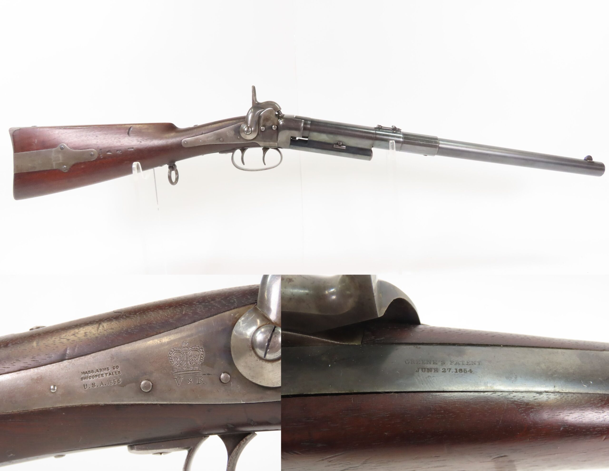 SCARCE MASS. ARMS British Contract GREENE PATENT Breech Loading CARBINE 1 of 2000 Made for British Use in the CRIMEAN WAR!