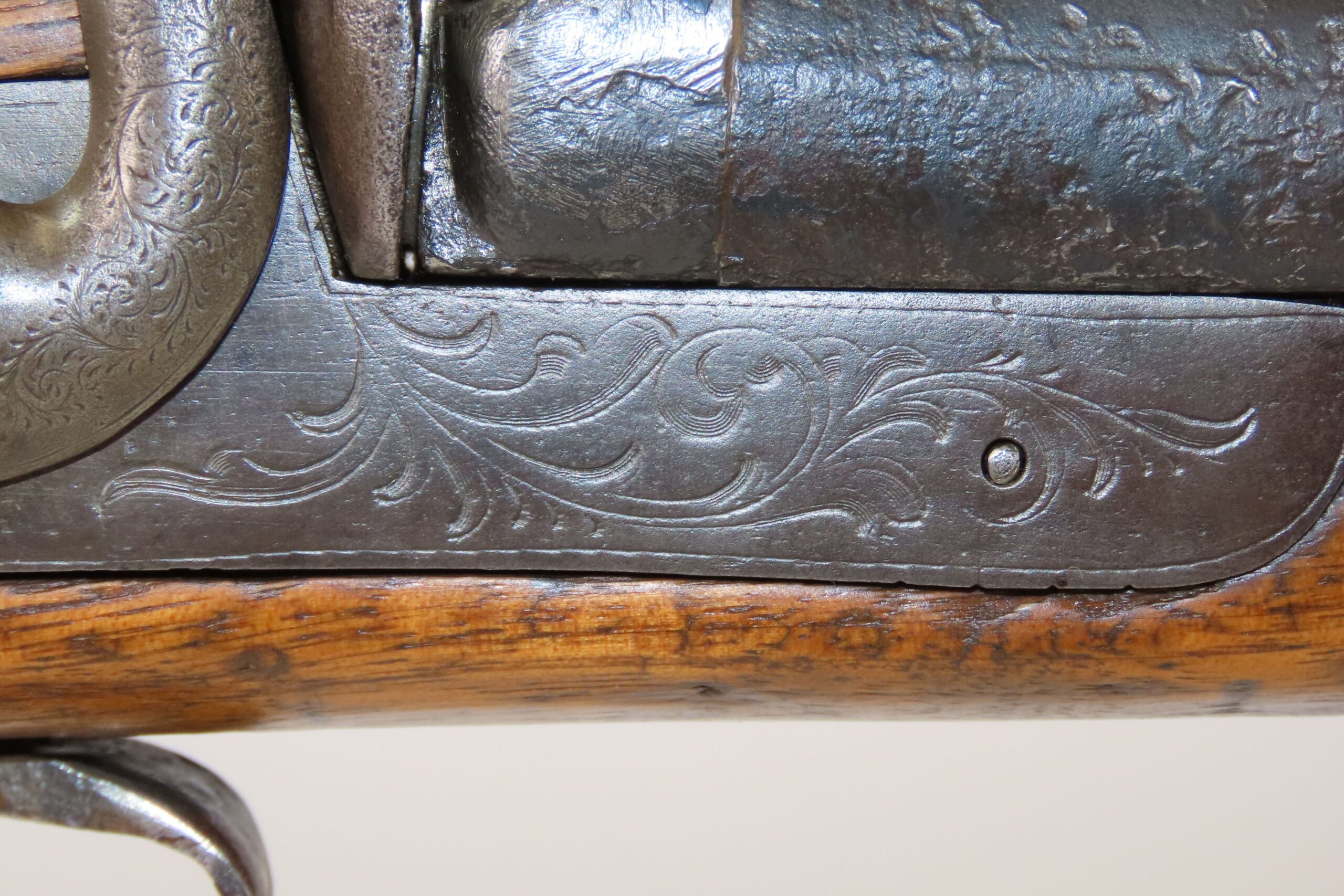 ENGRAVED Antique BELGIAN 12 g. Double Barrel SIDE x SIDE Percussion SHOTGUN Mid-1800s HOMESTEAD Hunting/Fowling Piece - Image 7