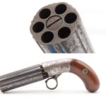 CIVIL WAR Era Antique BLUNT & SYMS Percussion PEPPERBOX Pistol WILD WEST    Scarce ENGRAVED Underhammer Ring Trigger Revolver