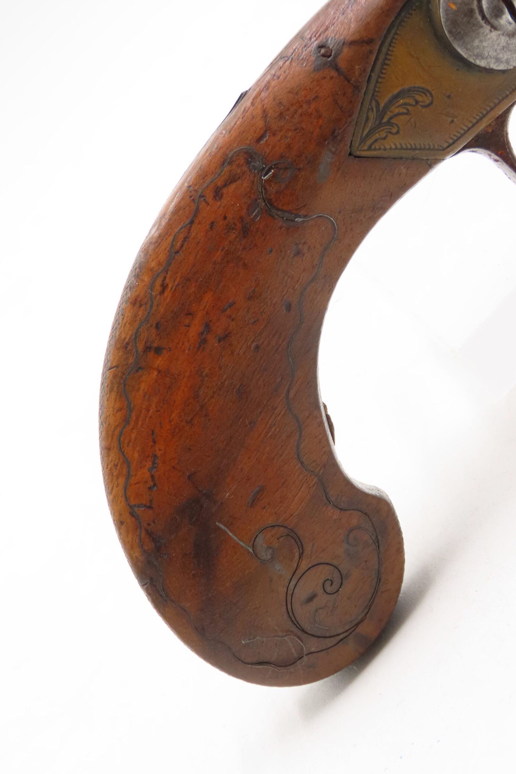 Mid-1800s Antique BRASS CANNON BARREL “Manstopper” PERCUSSION Pistol ENGRAVED Smoothbore Mid-19th Century Sidearm - Image 4