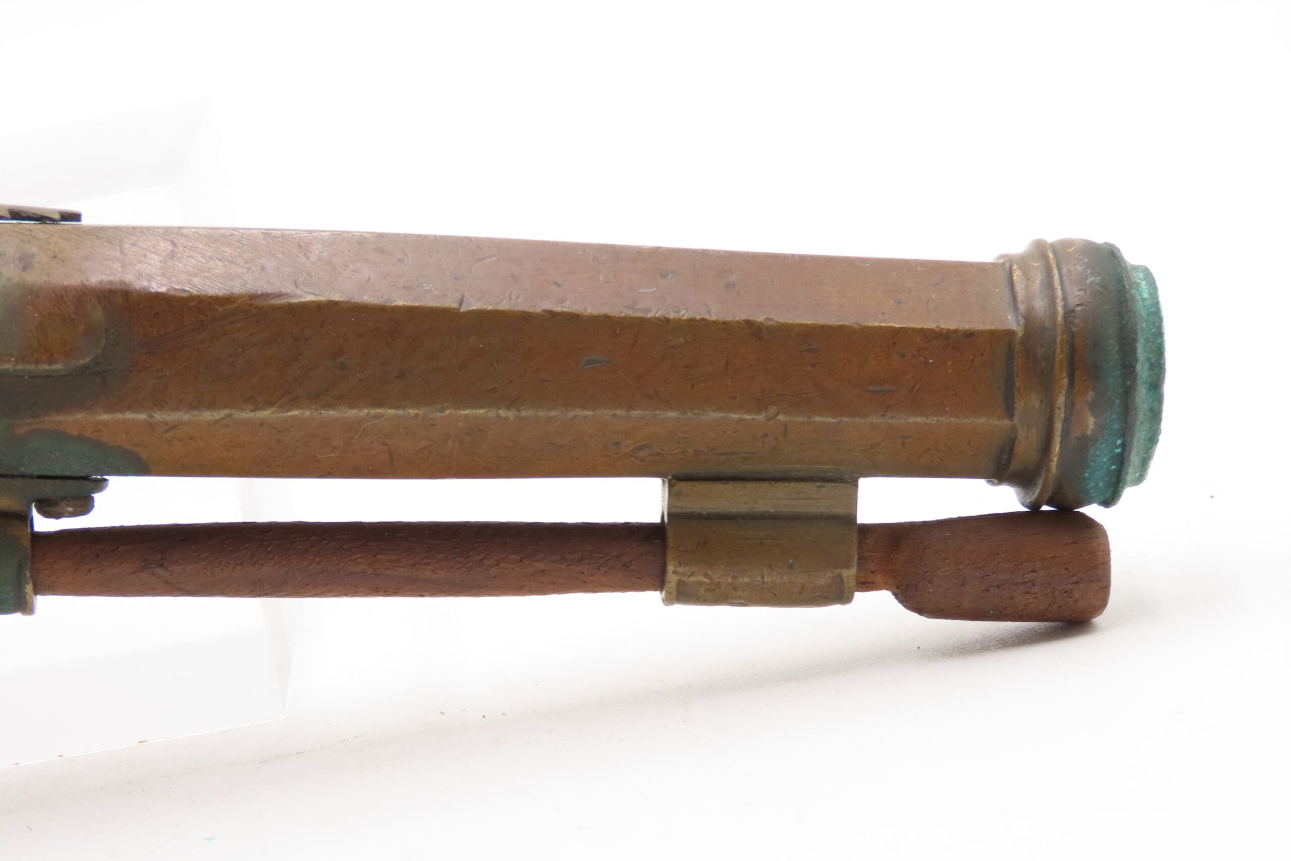 Mid-1800s Antique BRASS CANNON BARREL “Manstopper” PERCUSSION Pistol ENGRAVED Smoothbore Mid-19th Century Sidearm - Image 6