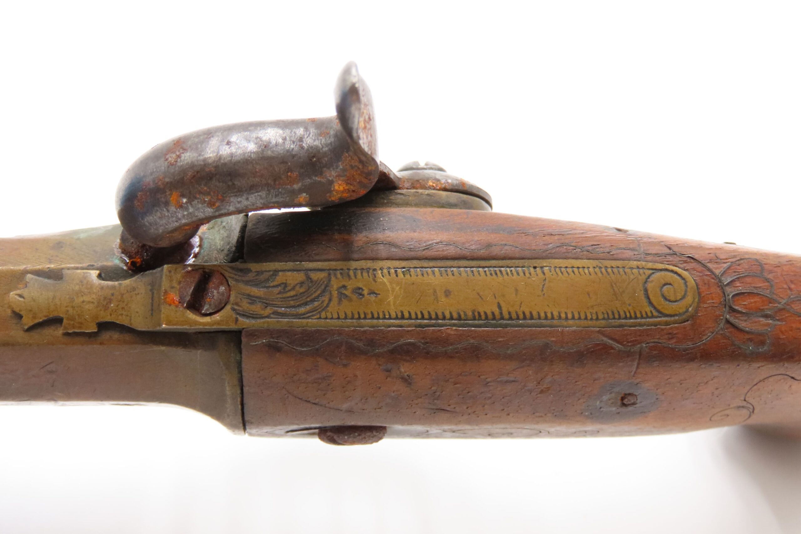 Mid-1800s Antique BRASS CANNON BARREL “Manstopper” PERCUSSION Pistol ENGRAVED Smoothbore Mid-19th Century Sidearm - Image 9