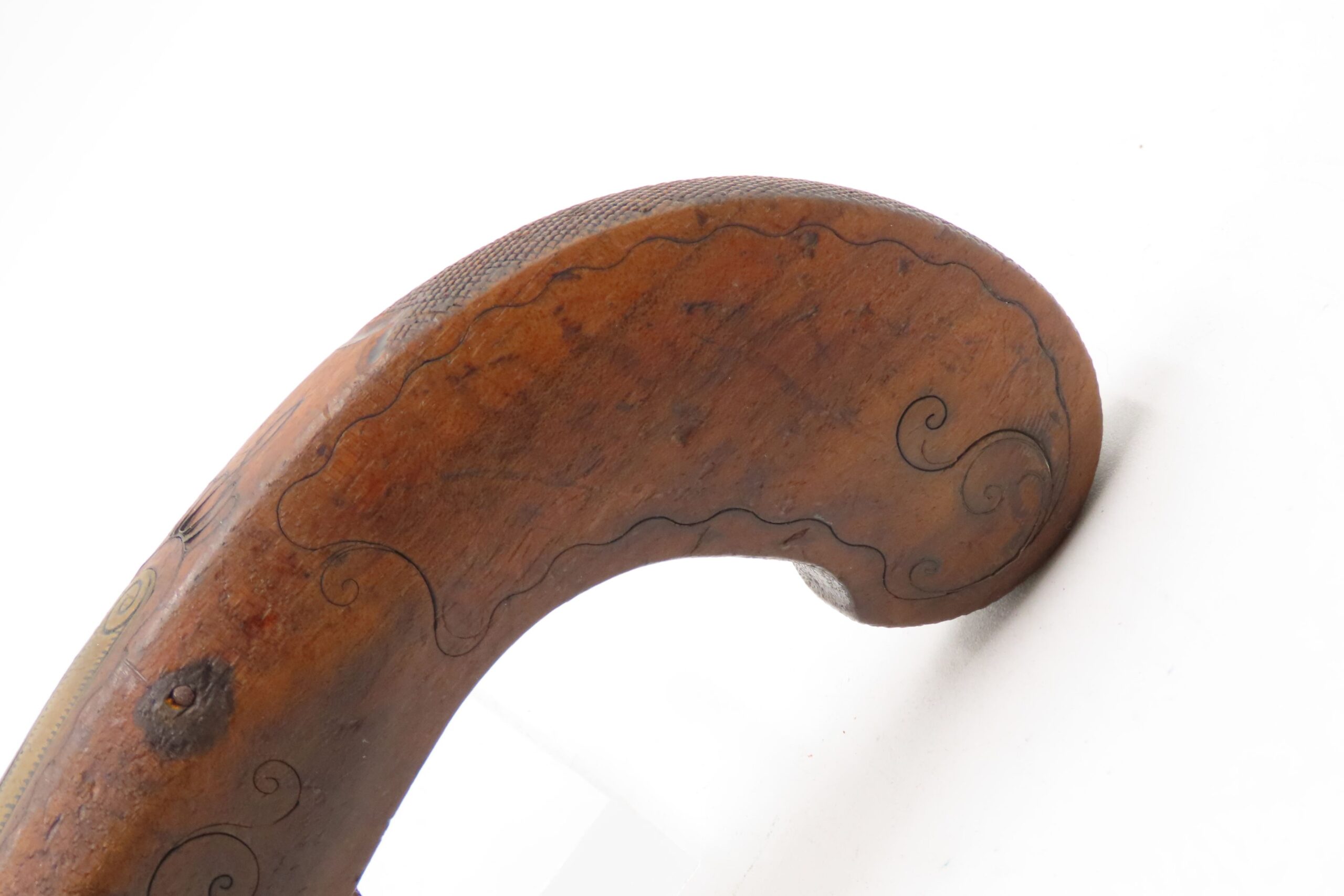 Mid-1800s Antique BRASS CANNON BARREL “Manstopper” PERCUSSION Pistol ENGRAVED Smoothbore Mid-19th Century Sidearm - Image 15