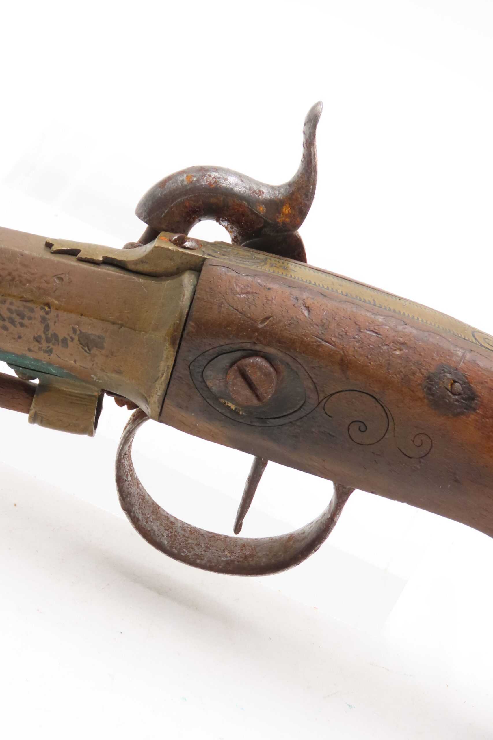 Mid-1800s Antique BRASS CANNON BARREL “Manstopper” PERCUSSION Pistol ENGRAVED Smoothbore Mid-19th Century Sidearm - Image 16