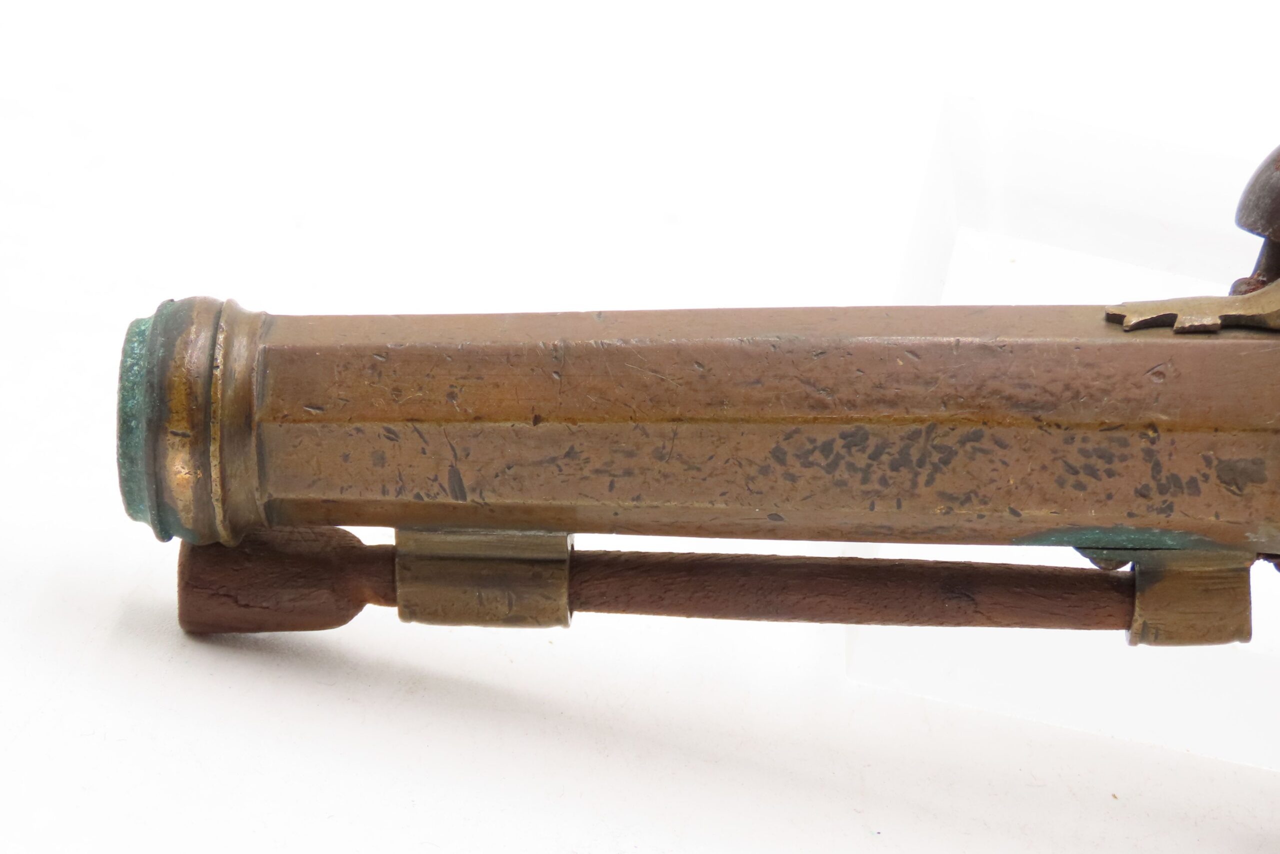 Mid-1800s Antique BRASS CANNON BARREL “Manstopper” PERCUSSION Pistol ENGRAVED Smoothbore Mid-19th Century Sidearm - Image 17