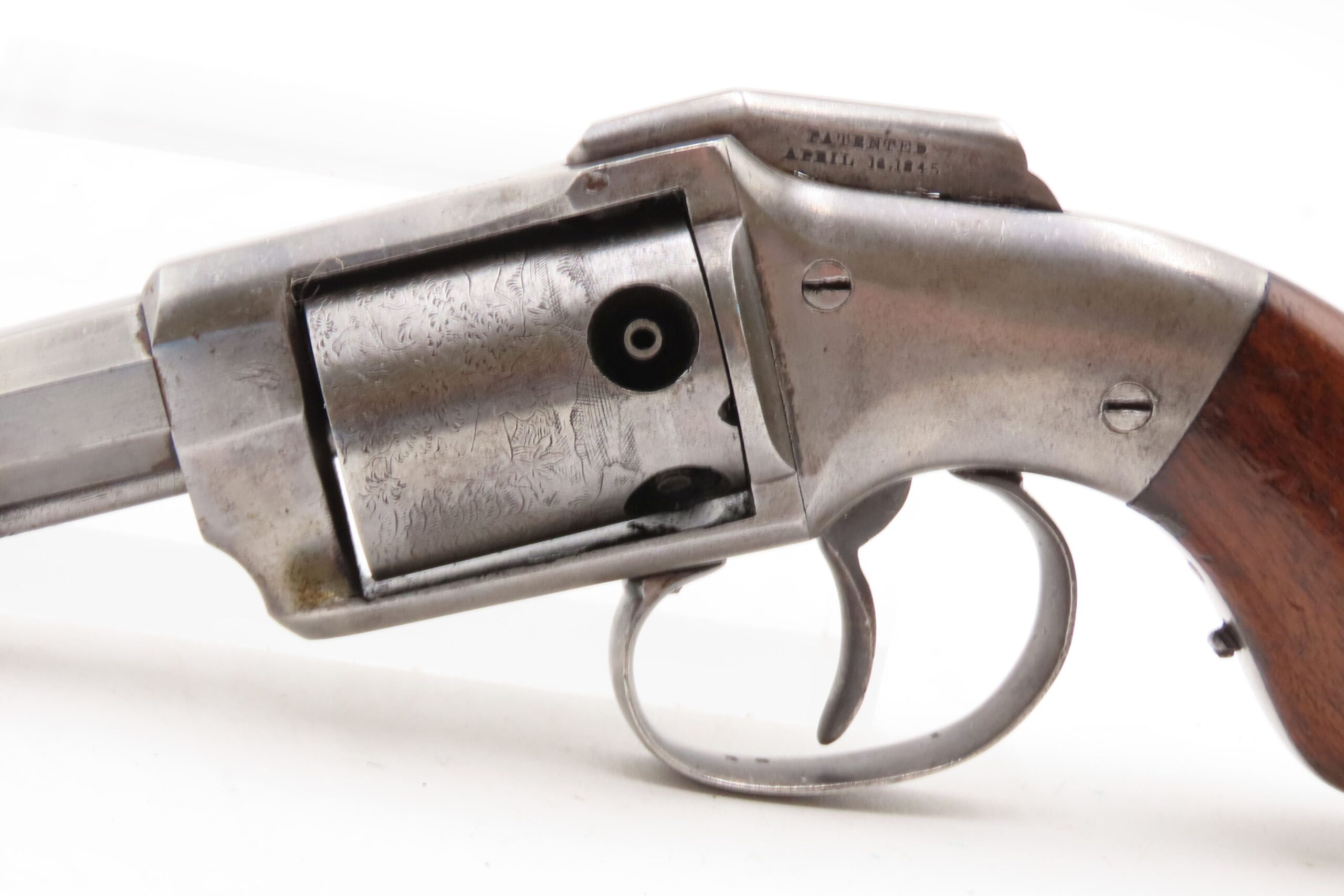 Rare ENGRAVED Antique ALLEN & WHEELOCK Small Frame Perc. POCKET Revolver Also Known as the “TRANSITION PEPPERBOX-REVOLVER” - Image 5