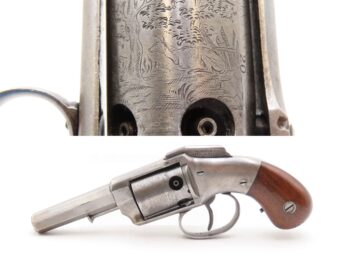 Rare ENGRAVED Antique ALLEN & WHEELOCK Small Frame Perc. POCKET Revolver Also Known as the “TRANSITION PEPPERBOX-REVOLVER”