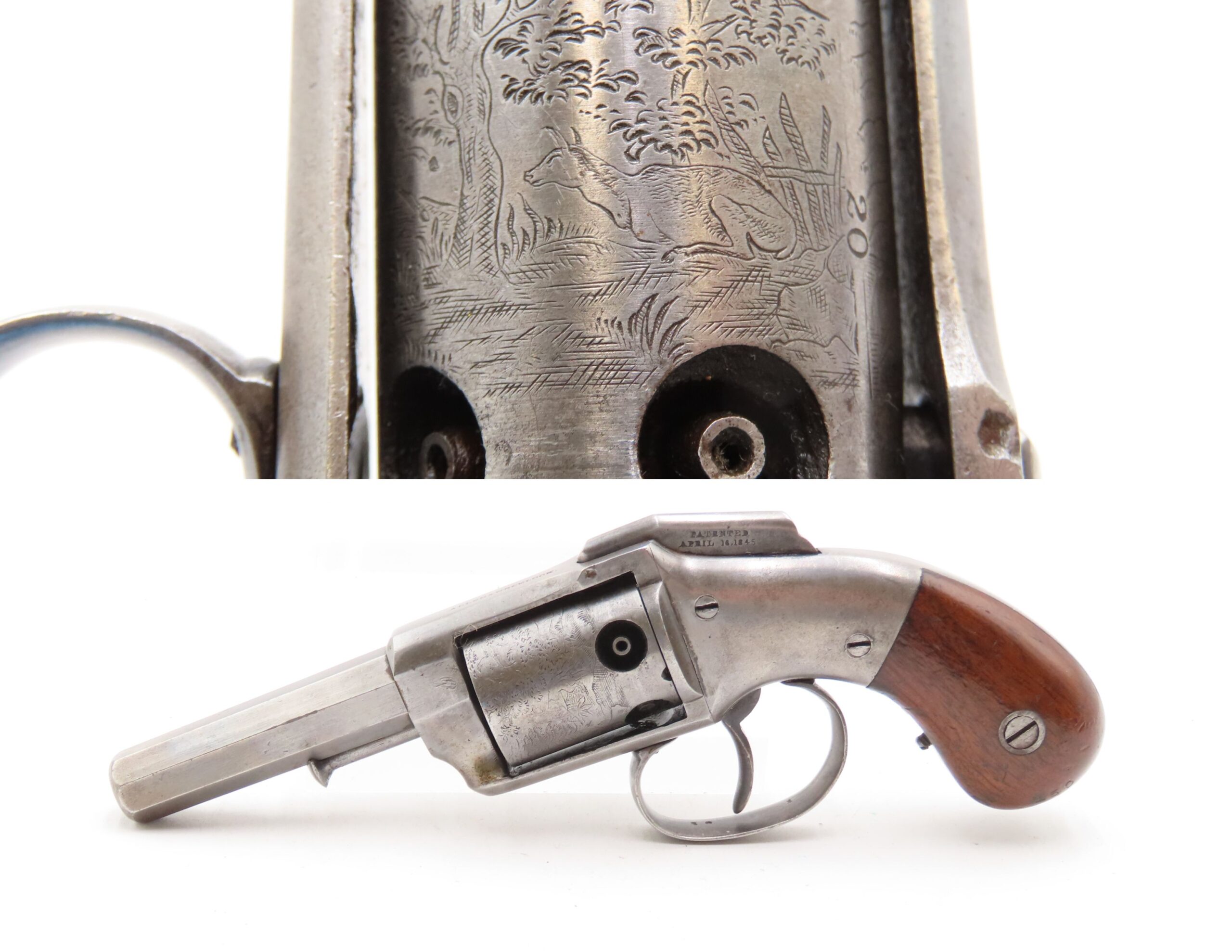 Rare ENGRAVED Antique ALLEN & WHEELOCK Small Frame Perc. POCKET Revolver Also Known as the “TRANSITION PEPPERBOX-REVOLVER”