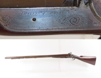 ENGRAVED Antique I. HOLLIS & SONS 10 Gauge Percussion DOUBLE BARREL Shotgun LONDON MADE Longarm from the mid-19th Century