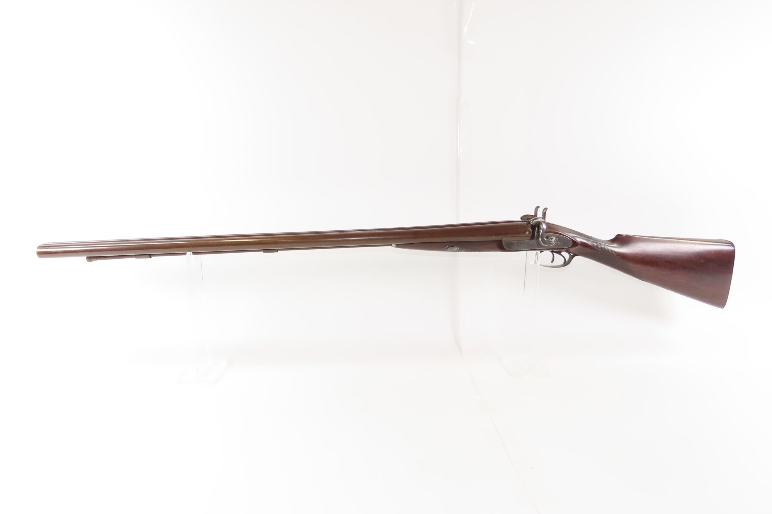 ENGRAVED Antique I. HOLLIS & SONS 10 Gauge Percussion DOUBLE BARREL Shotgun LONDON MADE Longarm from the mid-19th Century - Image 3