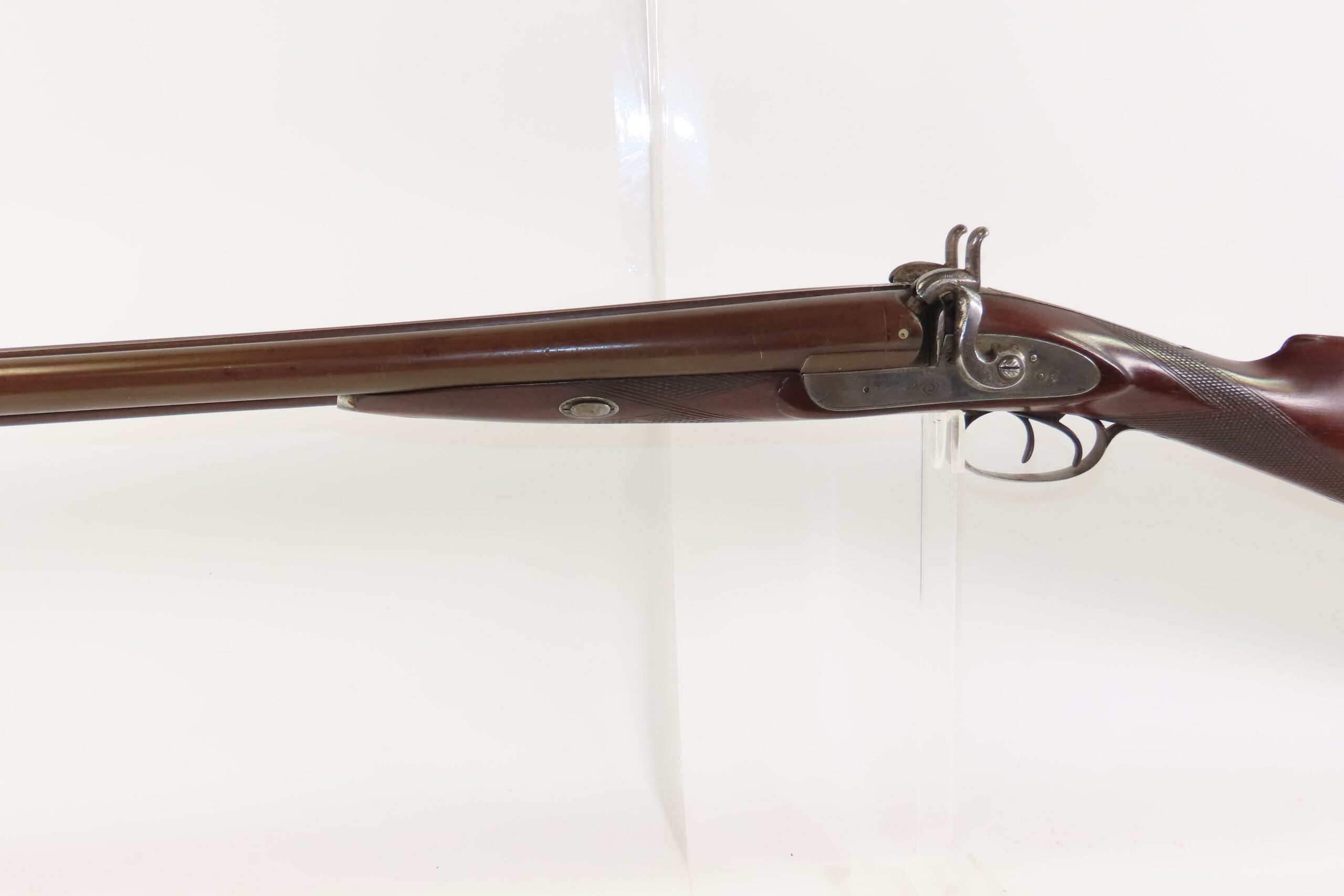 ENGRAVED Antique I. HOLLIS & SONS 10 Gauge Percussion DOUBLE BARREL Shotgun LONDON MADE Longarm from the mid-19th Century - Image 10