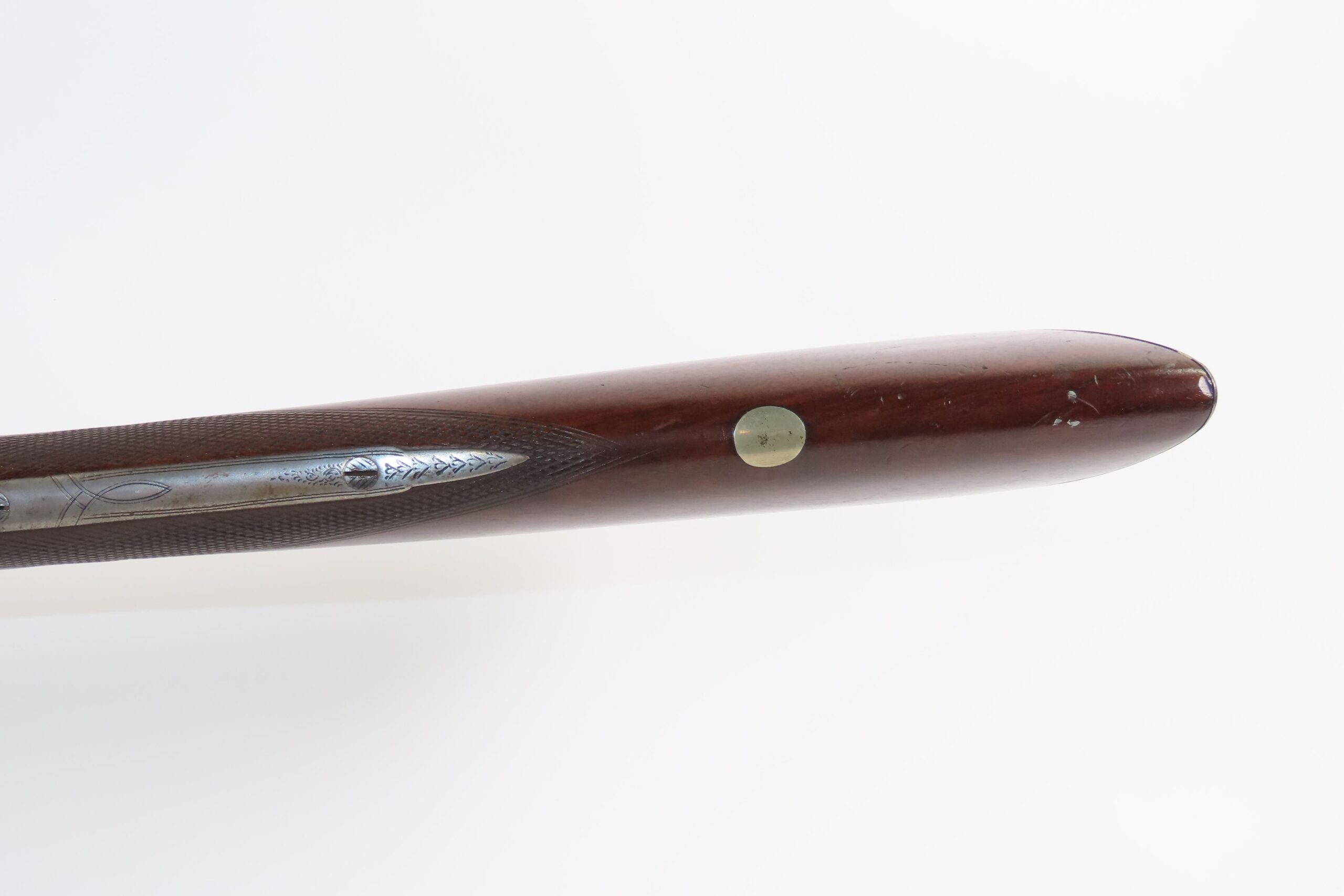 ENGRAVED Antique I. HOLLIS & SONS 10 Gauge Percussion DOUBLE BARREL Shotgun LONDON MADE Longarm from the mid-19th Century - Image 12