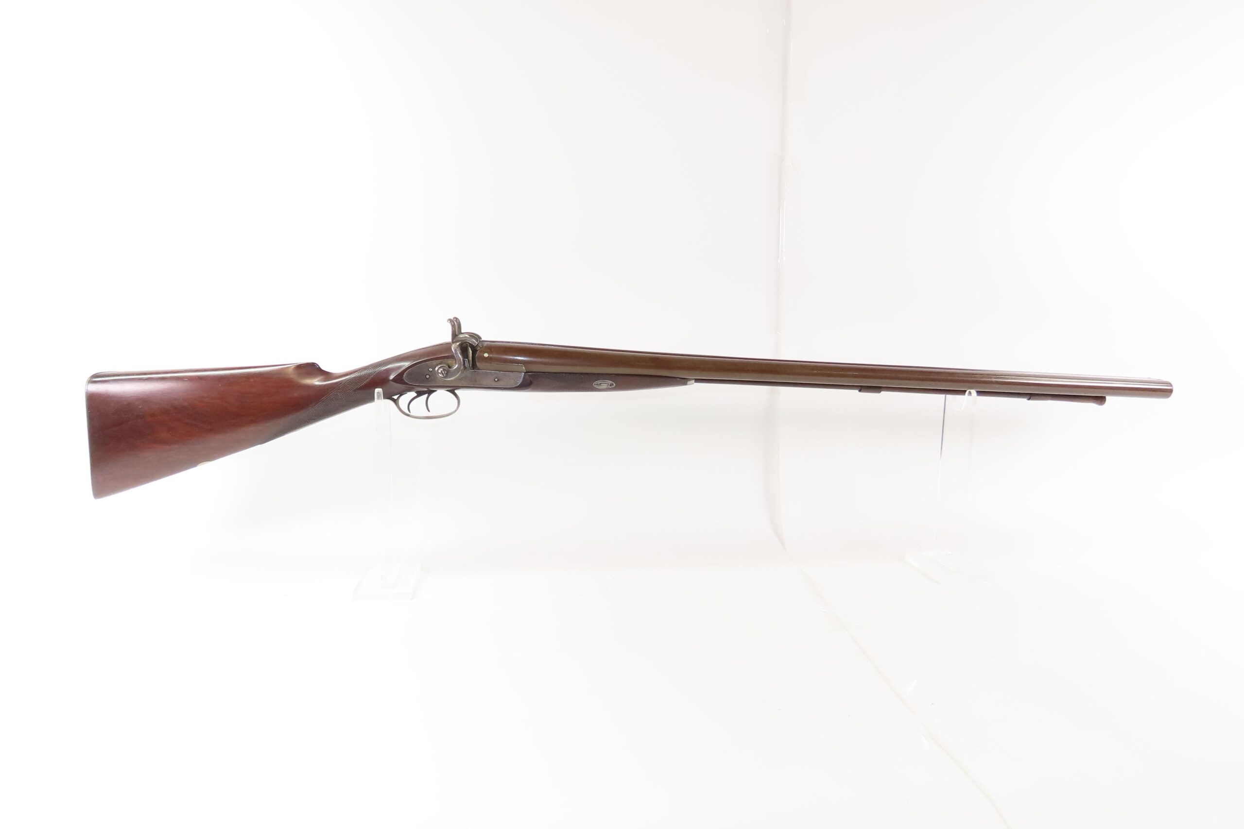 ENGRAVED Antique I. HOLLIS & SONS 10 Gauge Percussion DOUBLE BARREL Shotgun LONDON MADE Longarm from the mid-19th Century - Image 20