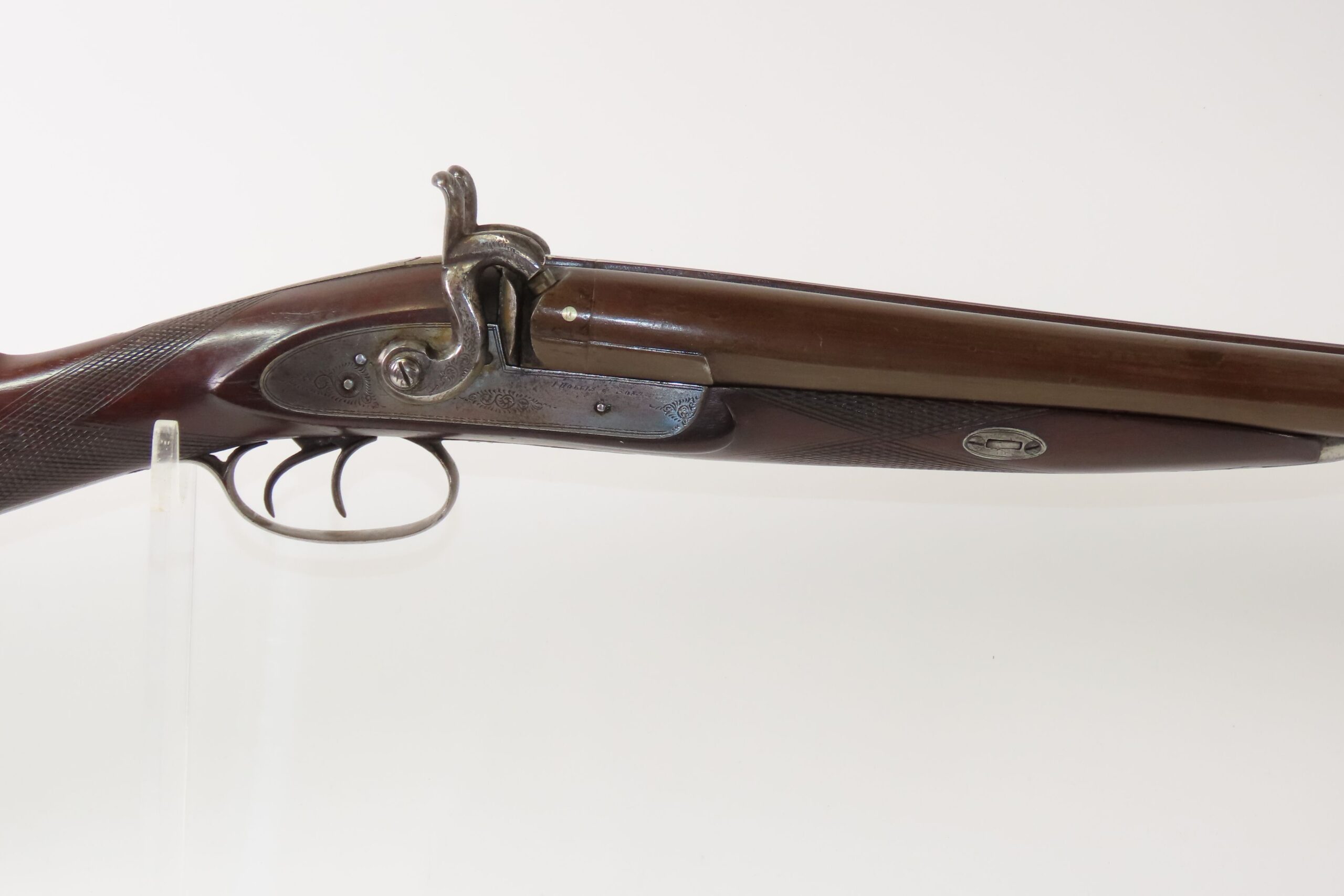 ENGRAVED Antique I. HOLLIS & SONS 10 Gauge Percussion DOUBLE BARREL Shotgun LONDON MADE Longarm from the mid-19th Century - Image 22