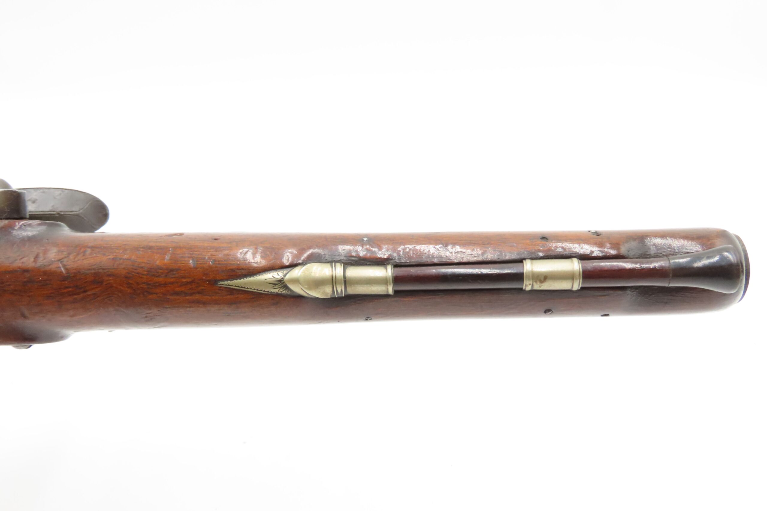 BRACE of REVOLUTIONARY WAR Era Brass Barrel JOVER & SON Flintlock Pistols 1750-1786 Mfr. With GERMAN SILVER MOUNTS - Image 8